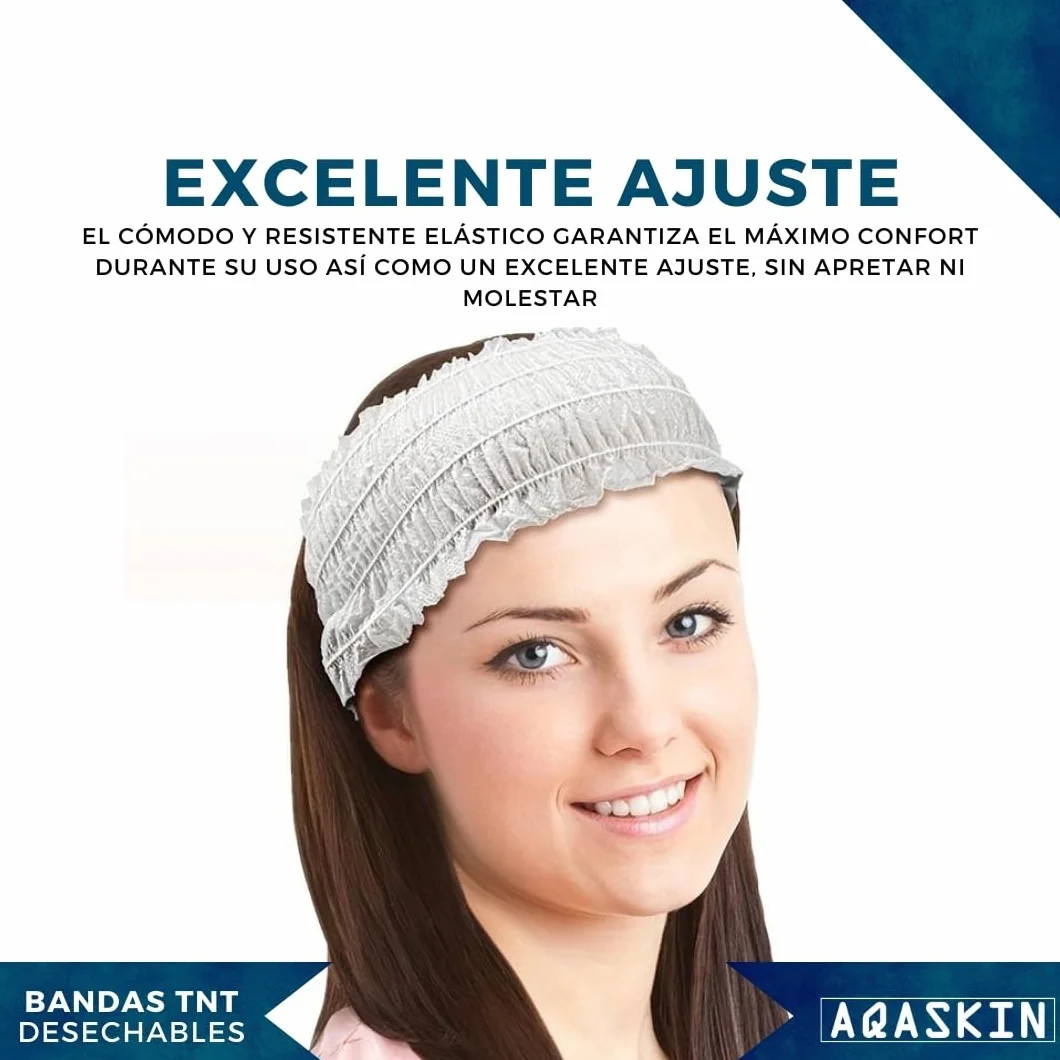Banda elástica de pelo desechable TNT para esteticista spa bienestar - Blanco
