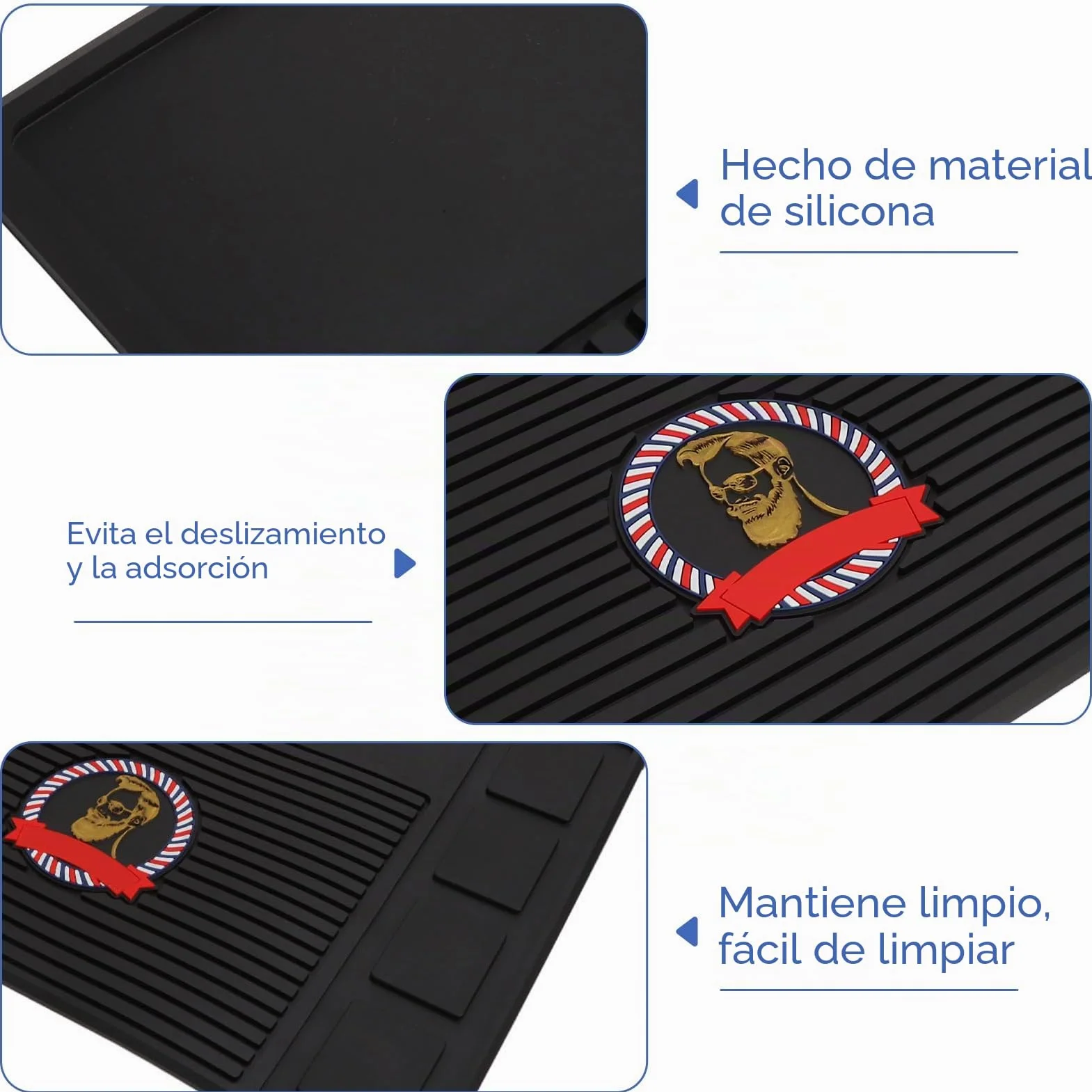 Agatige Alfombrilla Organizadora De Herramientas De Peluquero, Alfombrilla De Peluquero De Adsorción Fuerte De Silicona Antideslizante Barberia Accesorios Alfombrilla De Trabajo para Peluquería