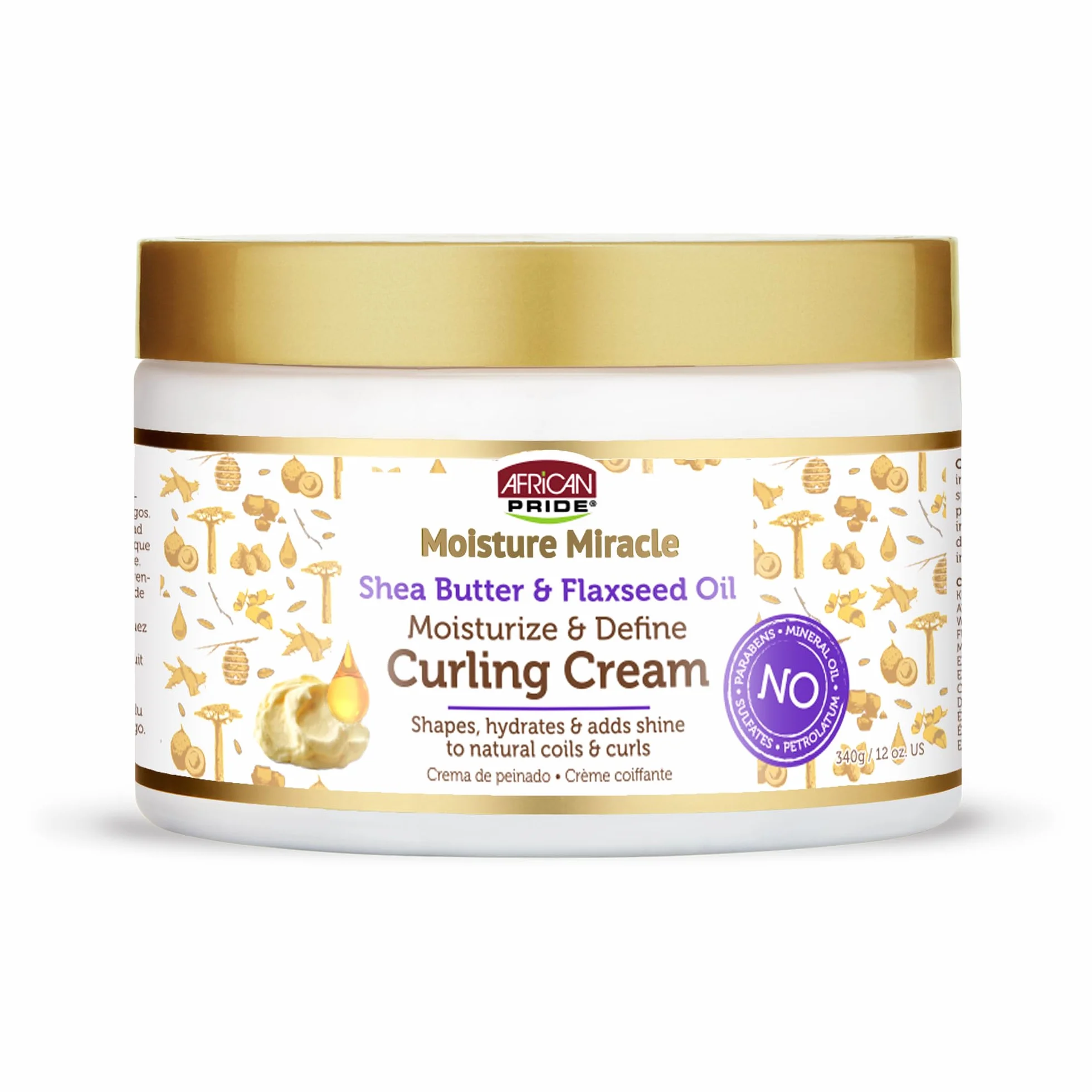 African Pride Moisture Miracle Crema para rizos aceite manteca karité linaza hidrata define