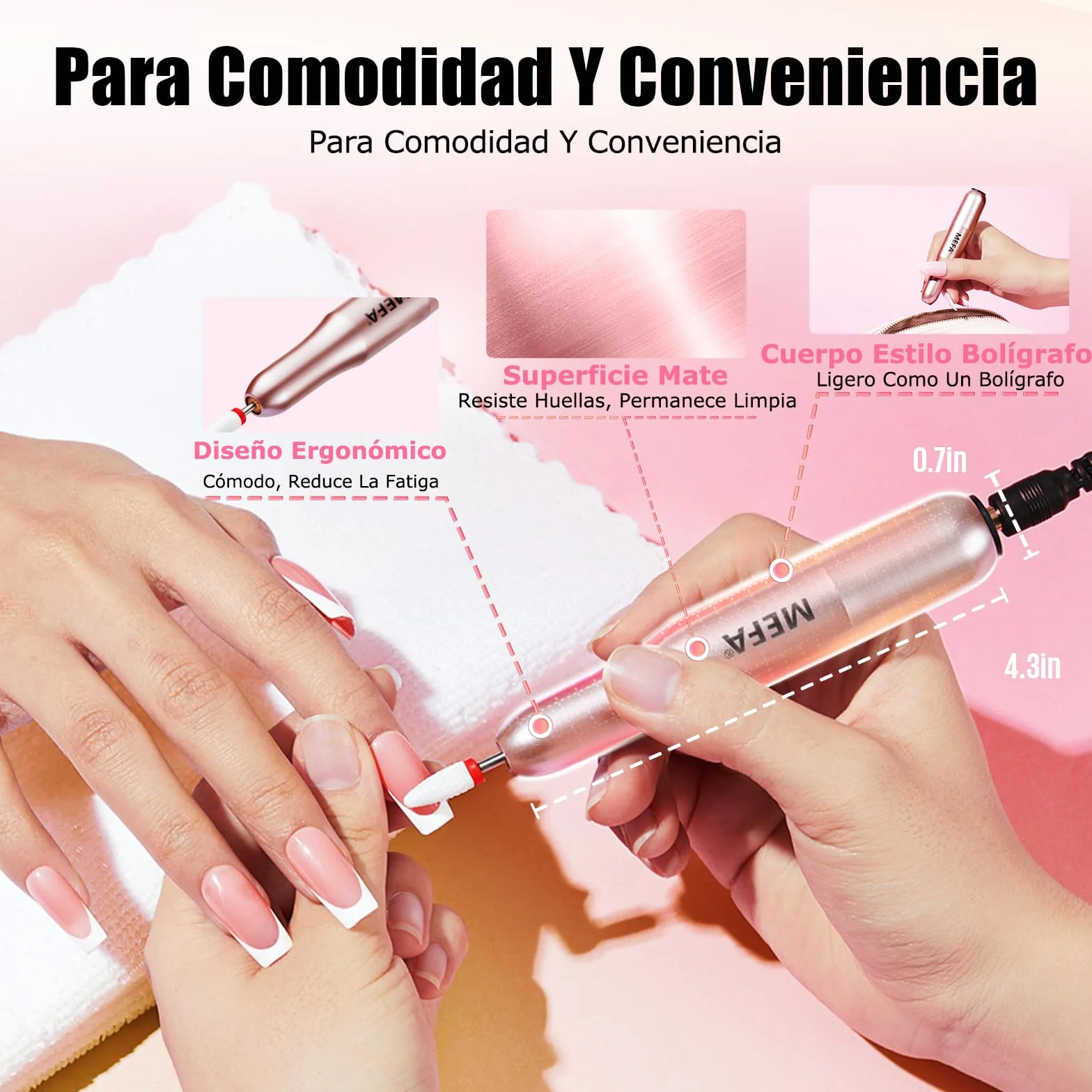 MEFA Torno para Uñas Profesional 13 en 1, 20000 Rpm Lima Eléctrica Recargable USB, Velocidad Ajustable Set Manicura Pedicura