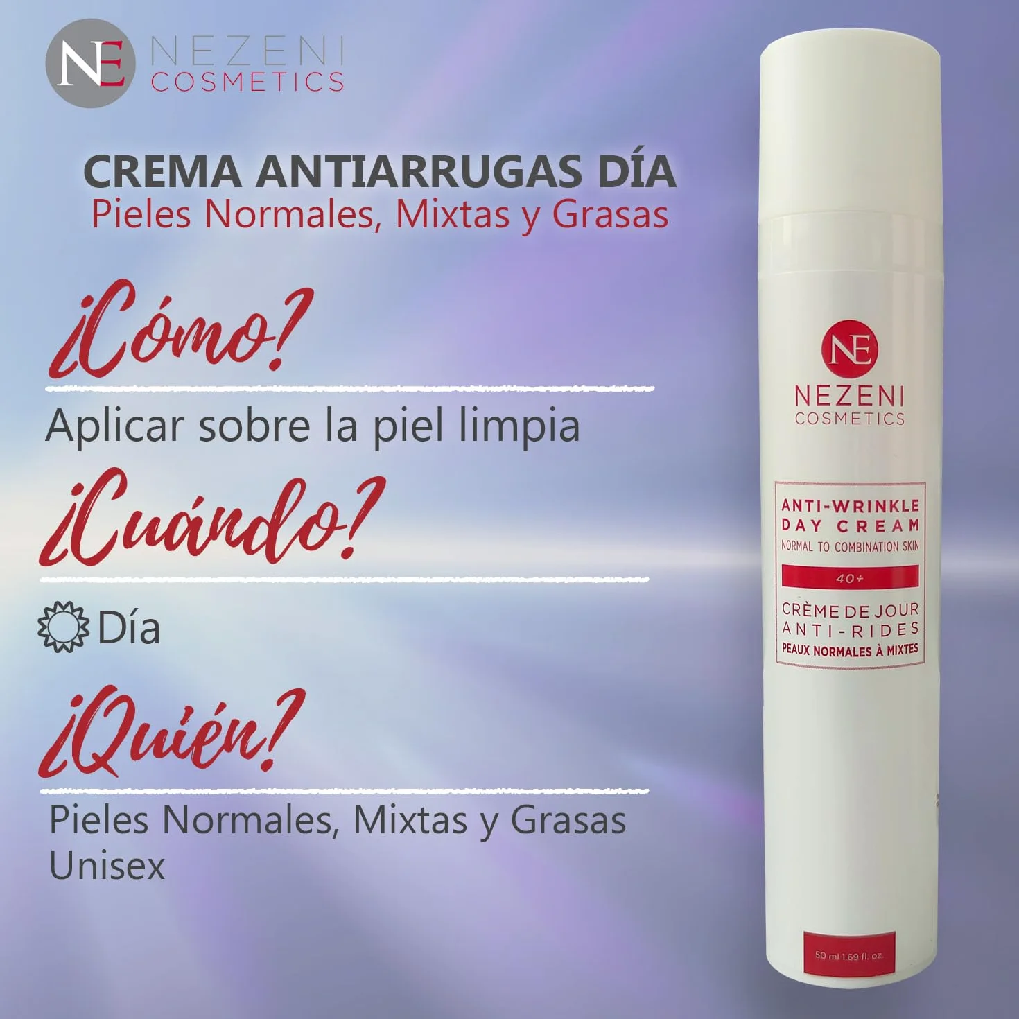 Nezeni Crema Facial Antiarrugas Mujer/Hombre 16 Principios Activos | Rellenador Arrugas Profundas | Crema Antiarrugas Día Reafirmante Para Cara, Cuello y Escote | Piel Normal, Grasa y Mixta