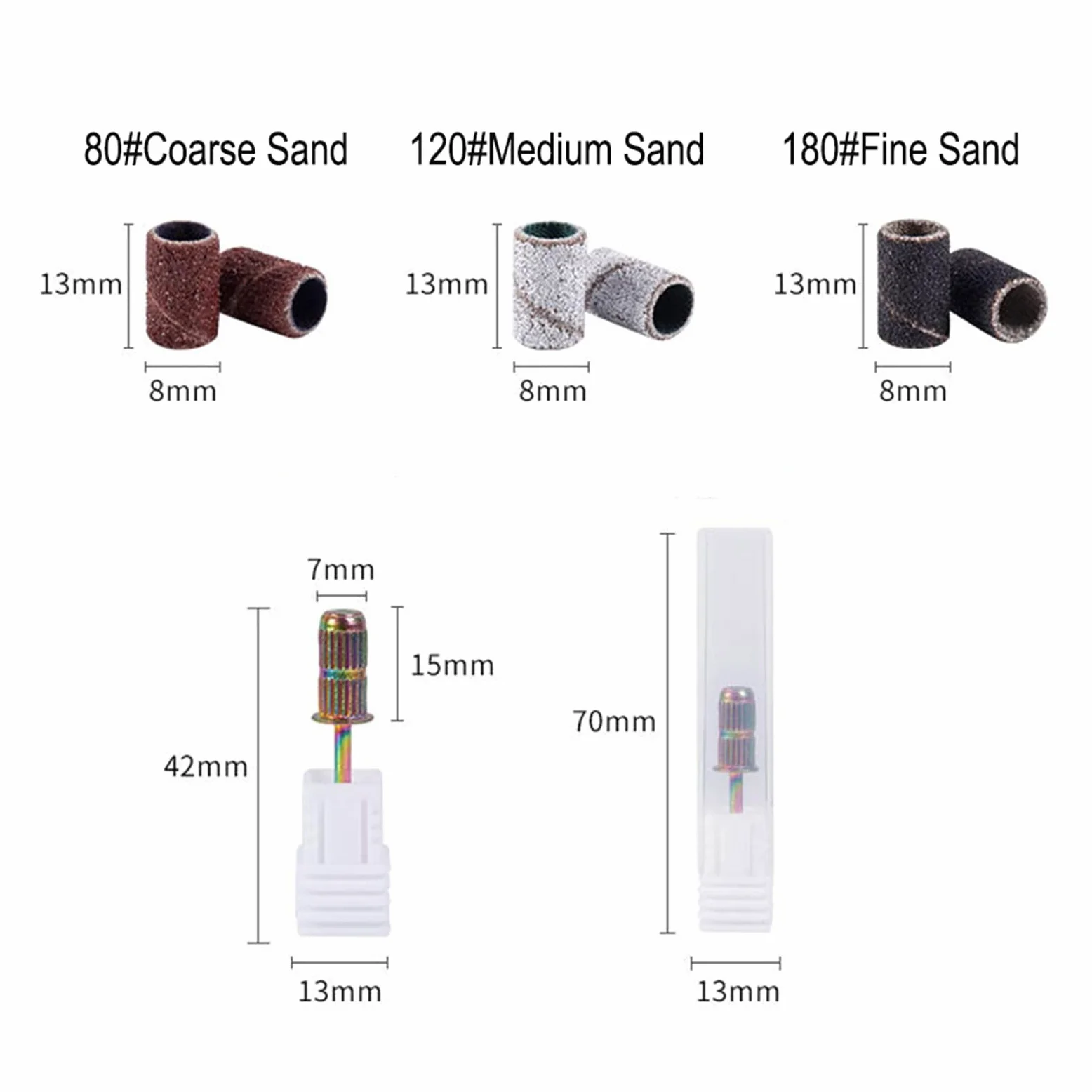 Fresas Torno Para UñAs Máquina de manicura y pedicura, cabezales molienda, brocas for quitar esmalte Gel para Manicura(GritBrown100Pcs)