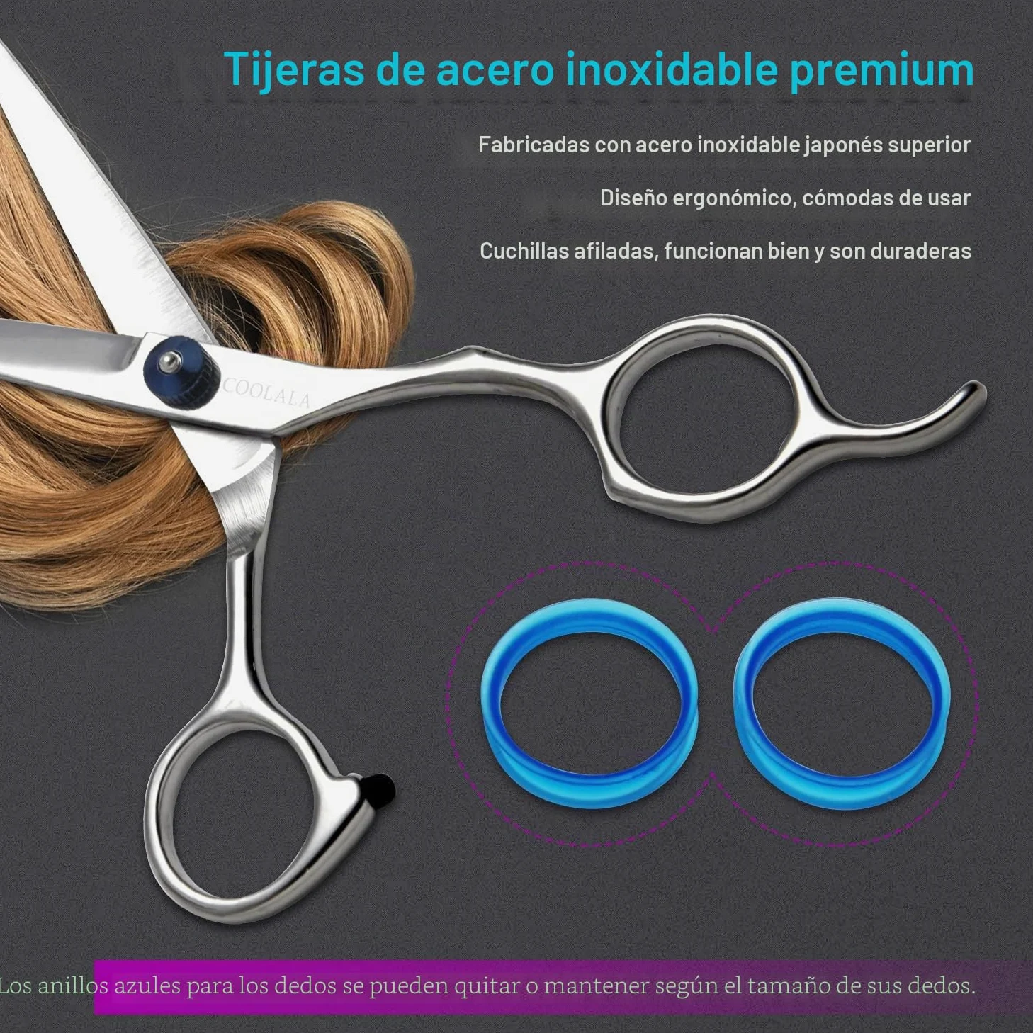 COOLALA Tijeras de corte de pelo de acero inoxidable de 6.5 pulgadas, tijeras de afeitar de peluquería profesionales, tijeras de corte de pelo, un peine incluido, uso doméstico para hombres, mujeres,