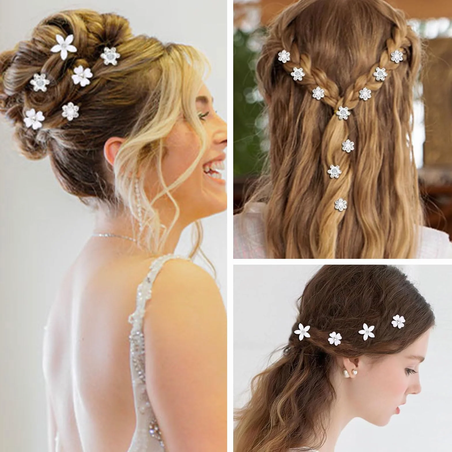 Horquillas para el pelo de flores pequeñas, accesorios para mujer y novia, bodas (4 patrones)