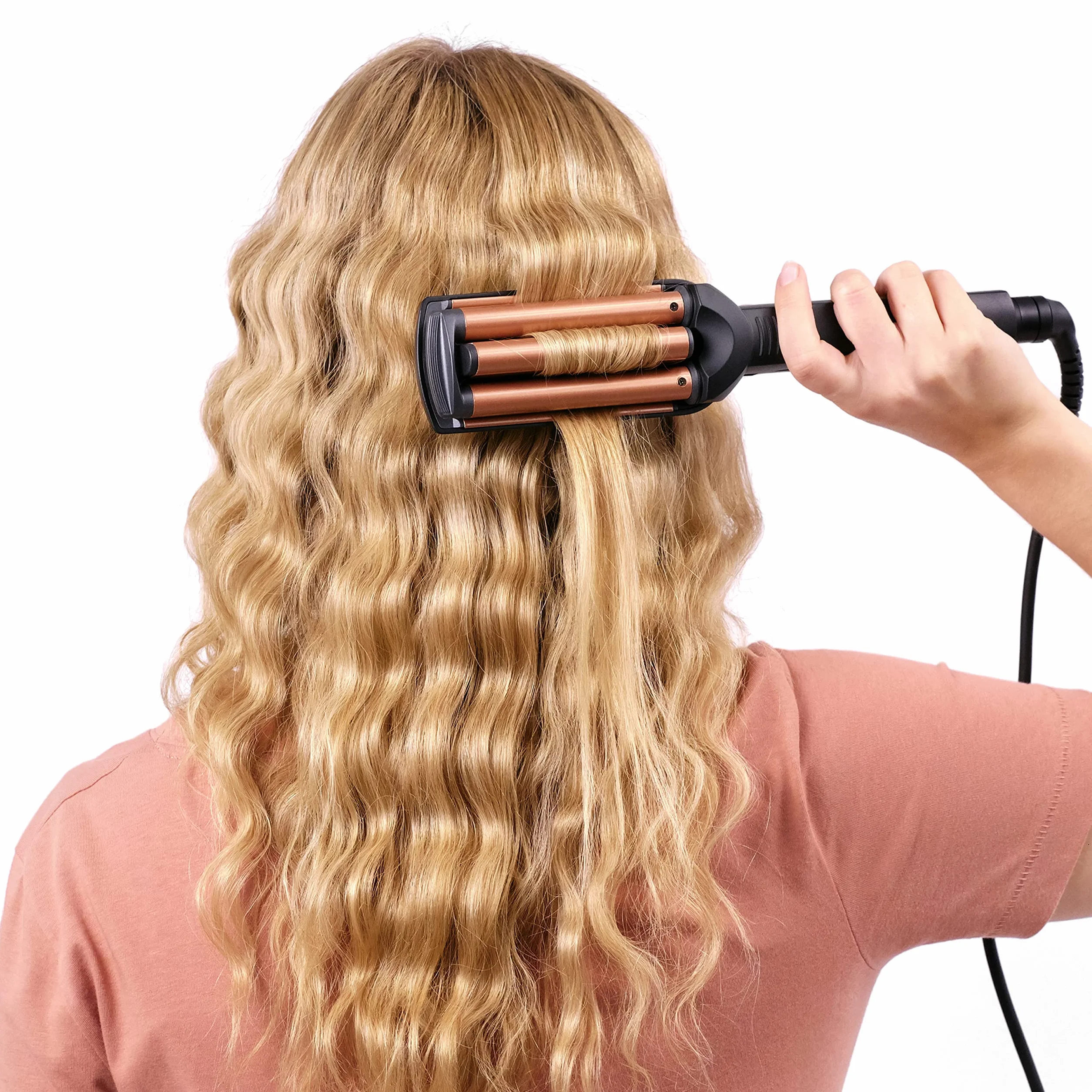 BaByliss Waver Ondas Suferas W2447E - Lokówka z ceramiką, 3 ustawienia ciepła 160°C-200°C, Czarne/Złote
