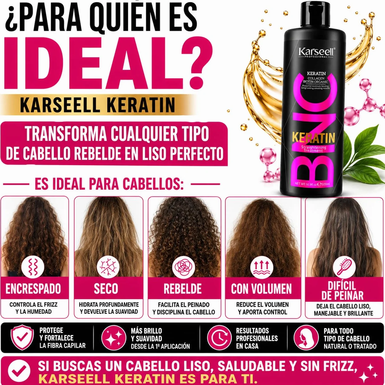 Karseell MACA CARE SYSTEM Queratina Alisadora Sin Formol Alisado Brasileño Profesional 500ml