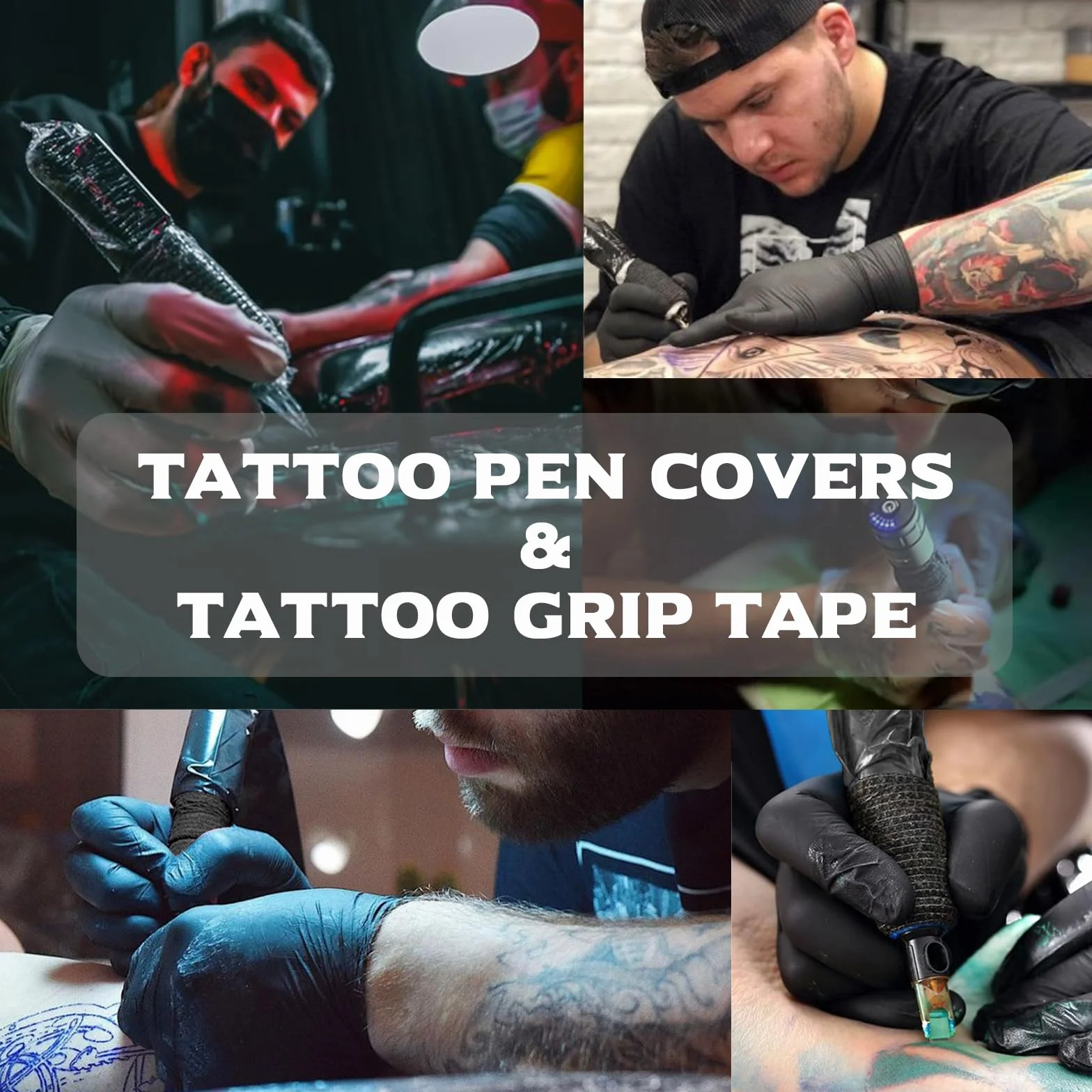 Cubierta de Agarre de Tatuaje y Bolsas para Máquinas Tatuaje Set, Rayyl 204pcs Set Accesorios de Tatuaje Artista de Tatuajes (Negro)