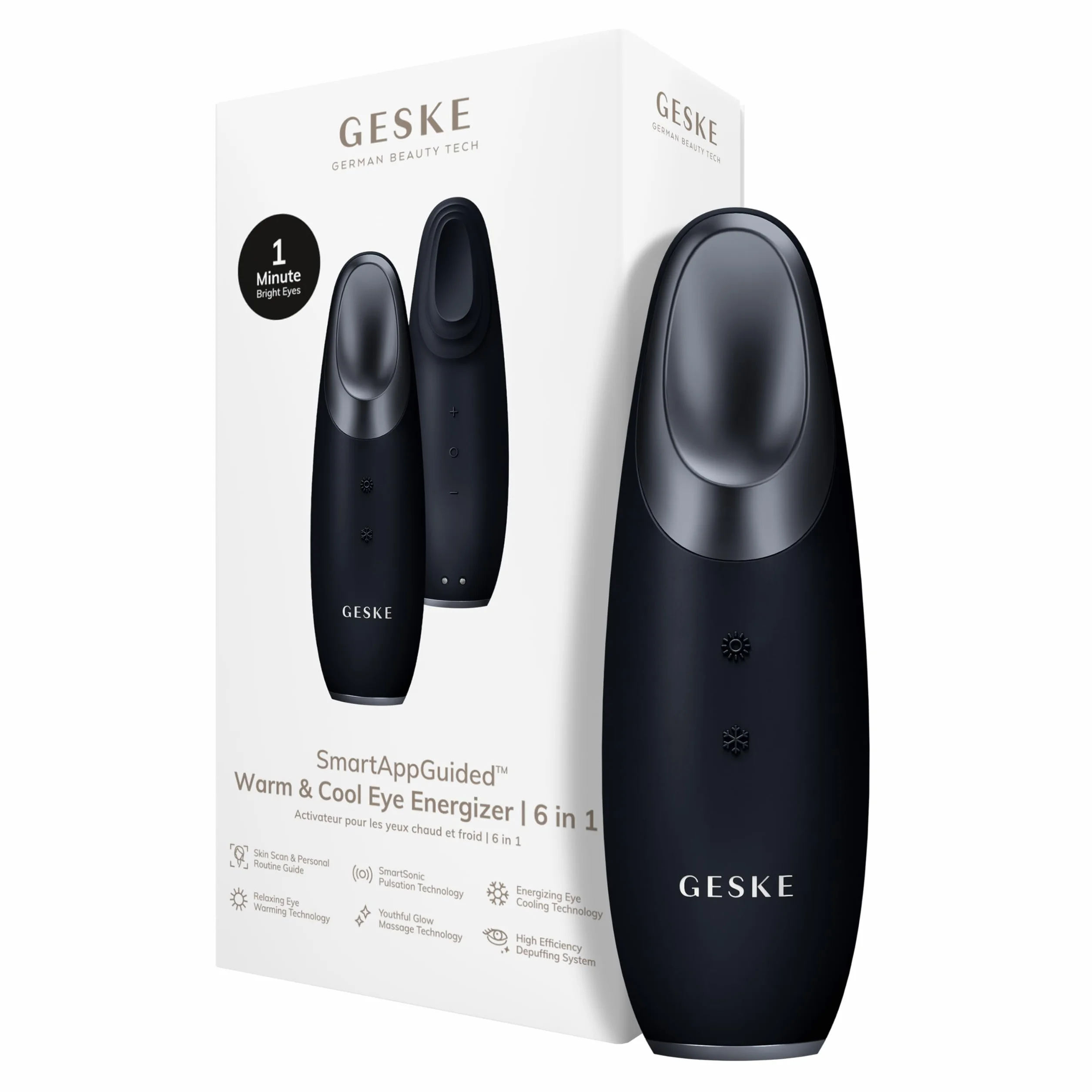 GESKE SmartAppGuided Warm & Cool Eye Energizer 6 en 1 Masajeador de ojos anti ojeras