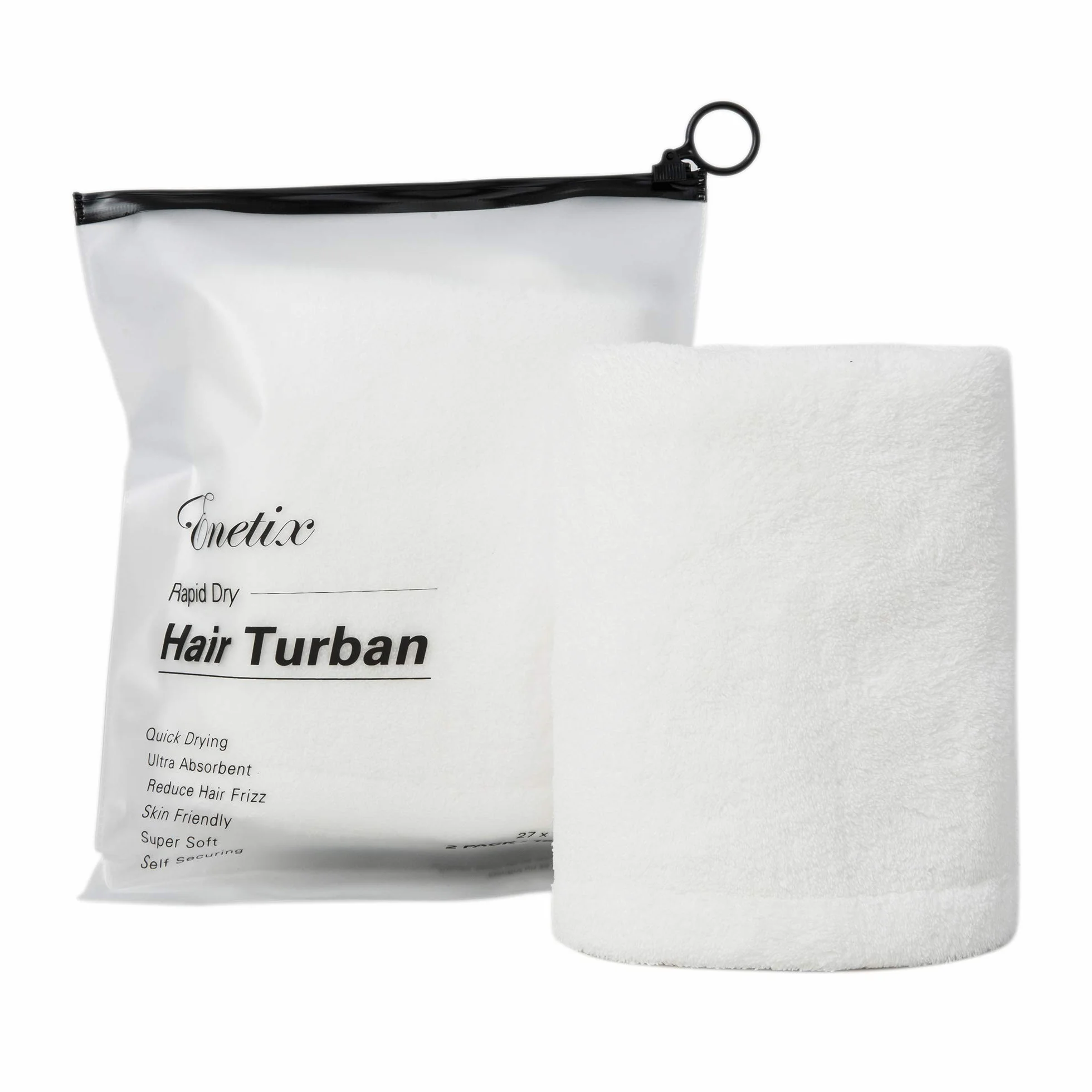 Toallas de microfibra para el pelo 25,4 x 68,5 cm Juego de 2 Turbante absorbente secado rápido