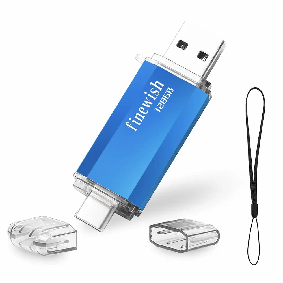 Memoria USB 128GB Tipo C 2 en 1 Pen Drive USB C USB 2.0 Flash para Smartphones Android PC Tabletas Azul