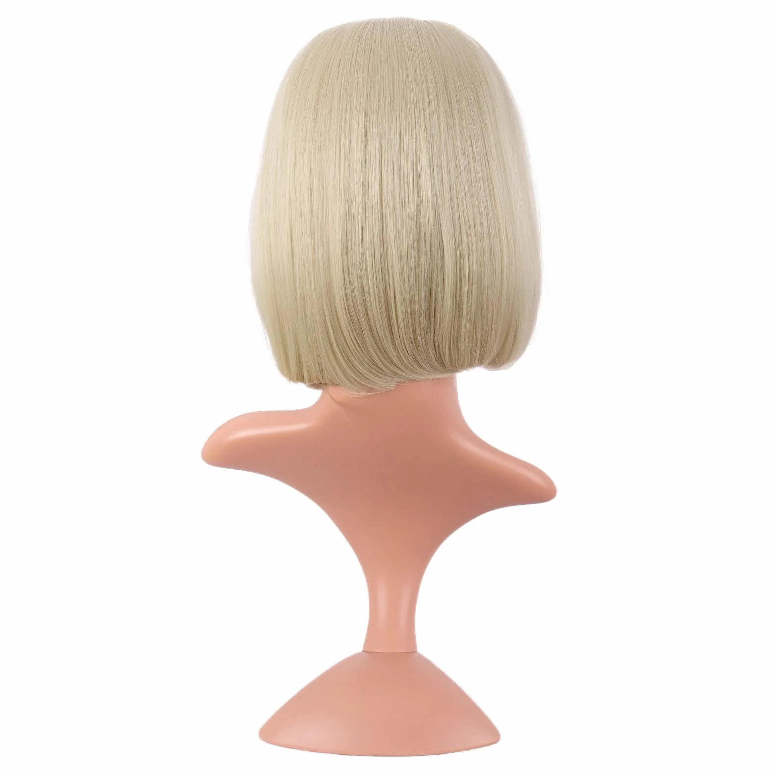 Peluca Sintética Bob Lacio 30 cm Heat Resistente Flat Flequillo Dorado