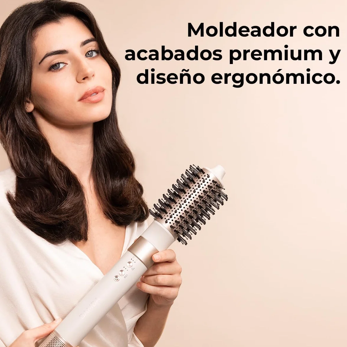 Cecotec Cepillo de Aire Secador Moldeador Alisador MultiFunción 8 Cabezales CeramicCare AirGlisse Champagne 1400W
