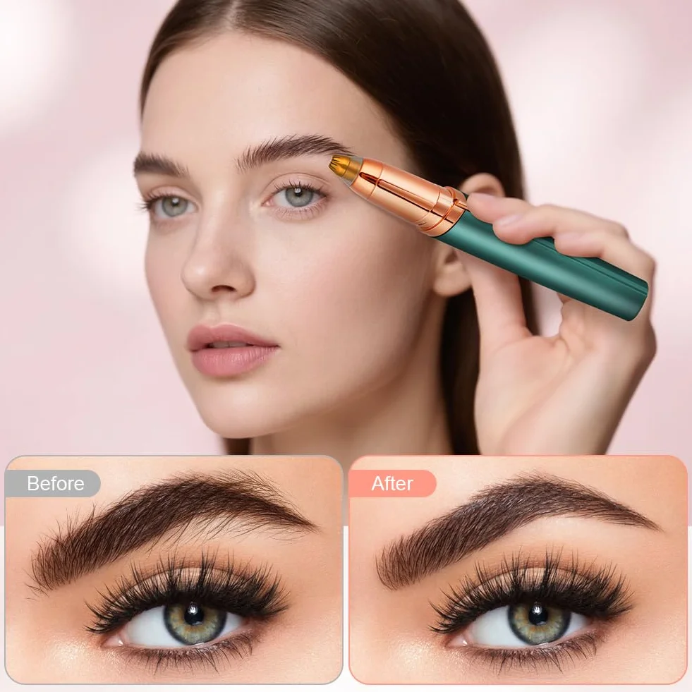 Depiladora Facial Mujer, Depiladora Cejas Mujer Eléctrica, Sin dolor Eléctrica Removedor de Vello Facial, Portátil, USB Recargable y Luz LED, para Cara Nariz Labio (Oro rosa)