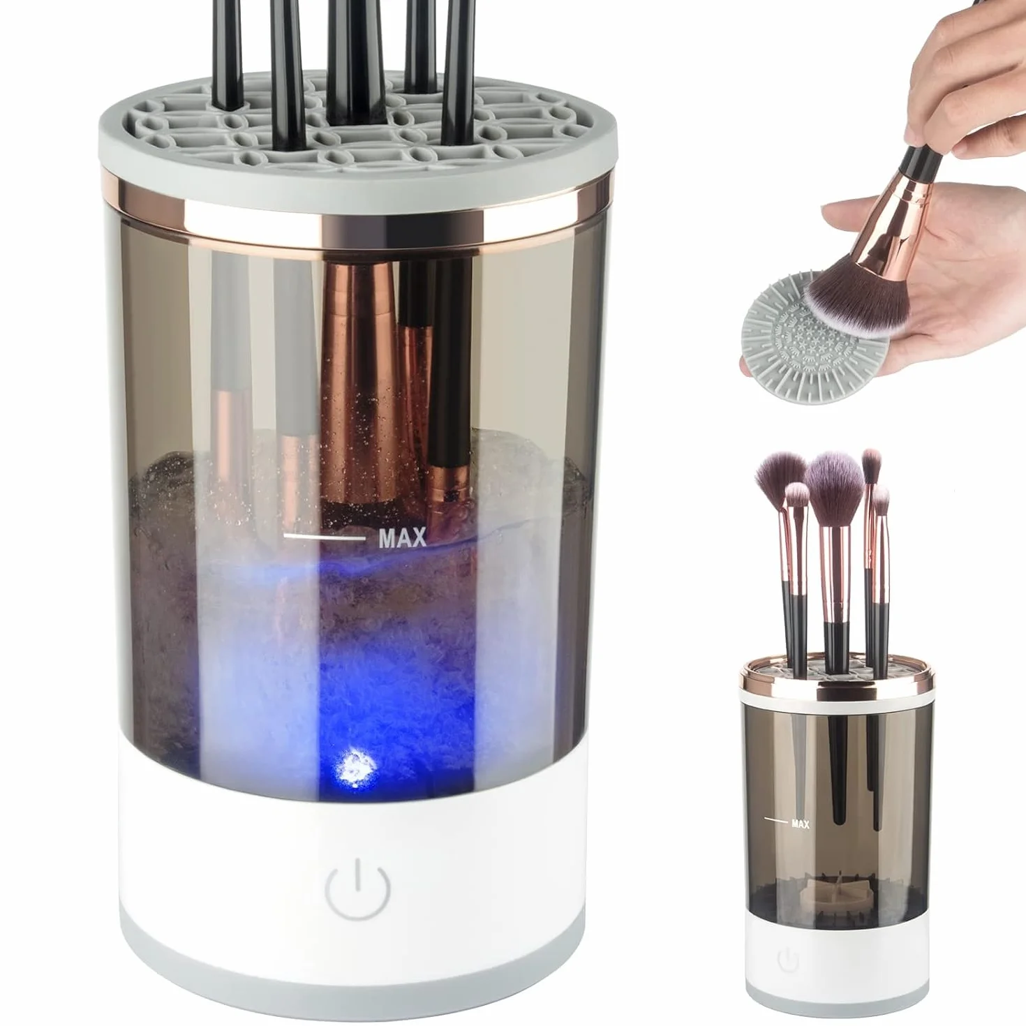 Limpiador Eléctrico de Brochas de Maquillaje, Limpieza Profunda, Portátil, Automático