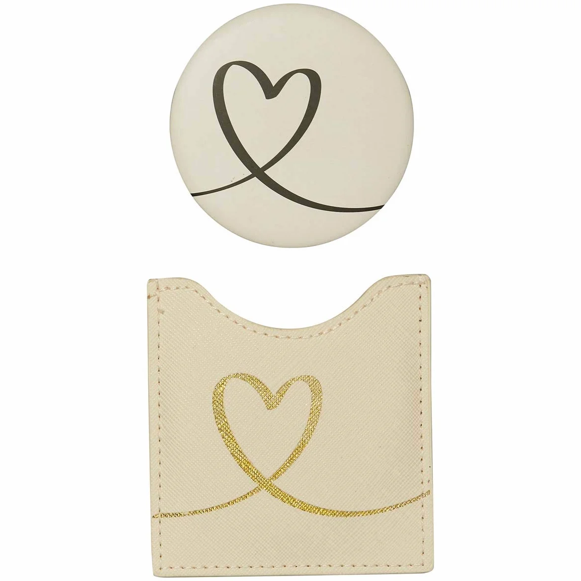 DRAEGER Paris 1886 Espejo de Bolsillo Corazón Redondo 8,5 x 8 cm con Funda