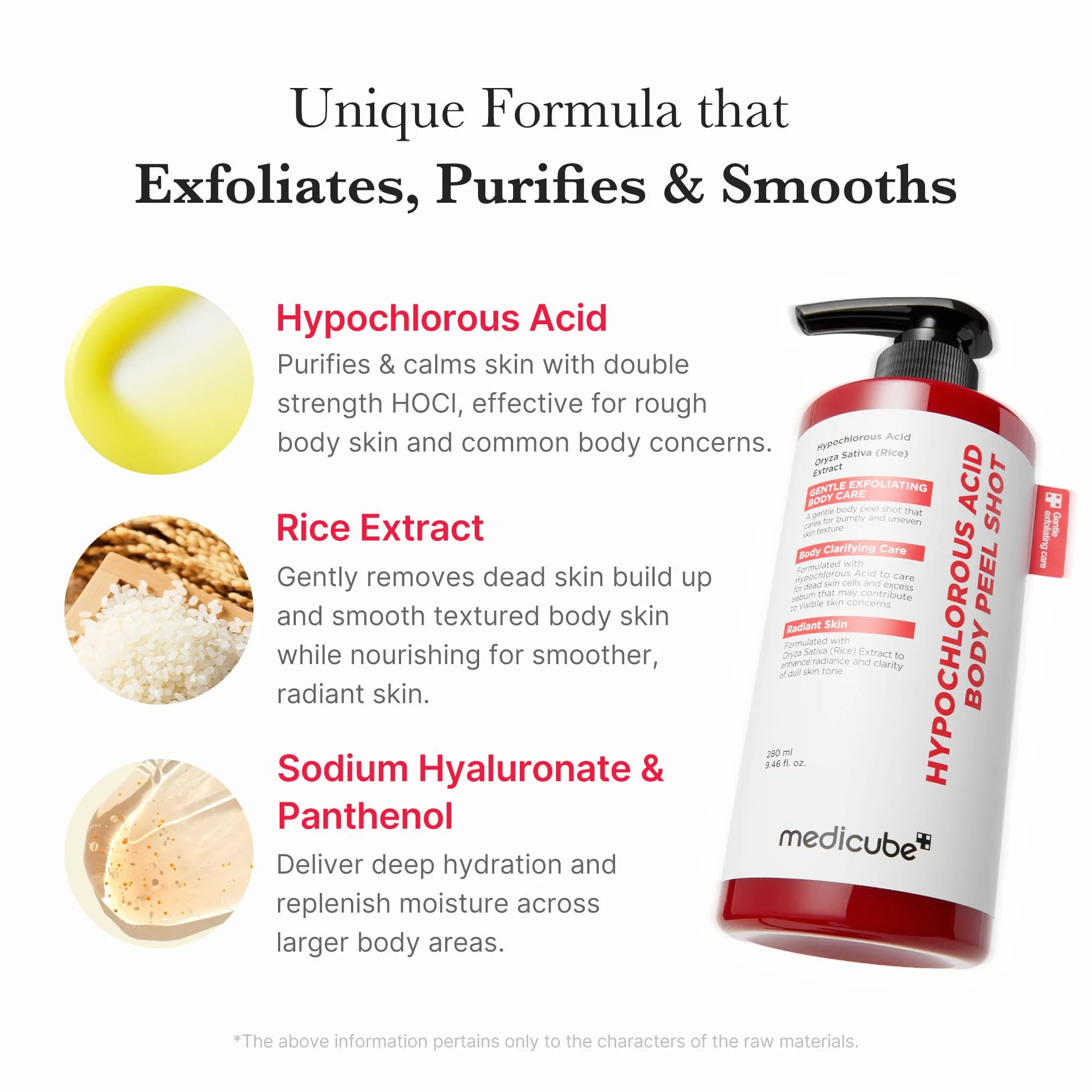 Medicube Body Peel Shot Hypochlorous Acid Gentle Body Exfoliating Serum Dead Skin Cells Rough Patches Uneven Texture Rice Extract Panthenol Hydrating Smoothing Care 9.46 fl.oz