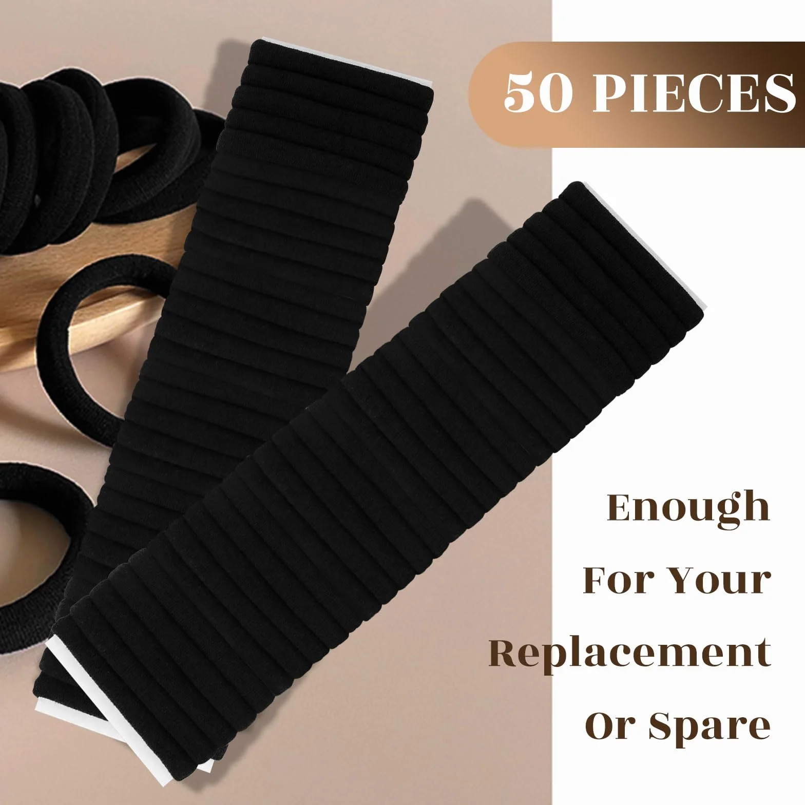 Sularpek 50 bandas elásticas para el pelo negras 8 mm suaves sin costuras