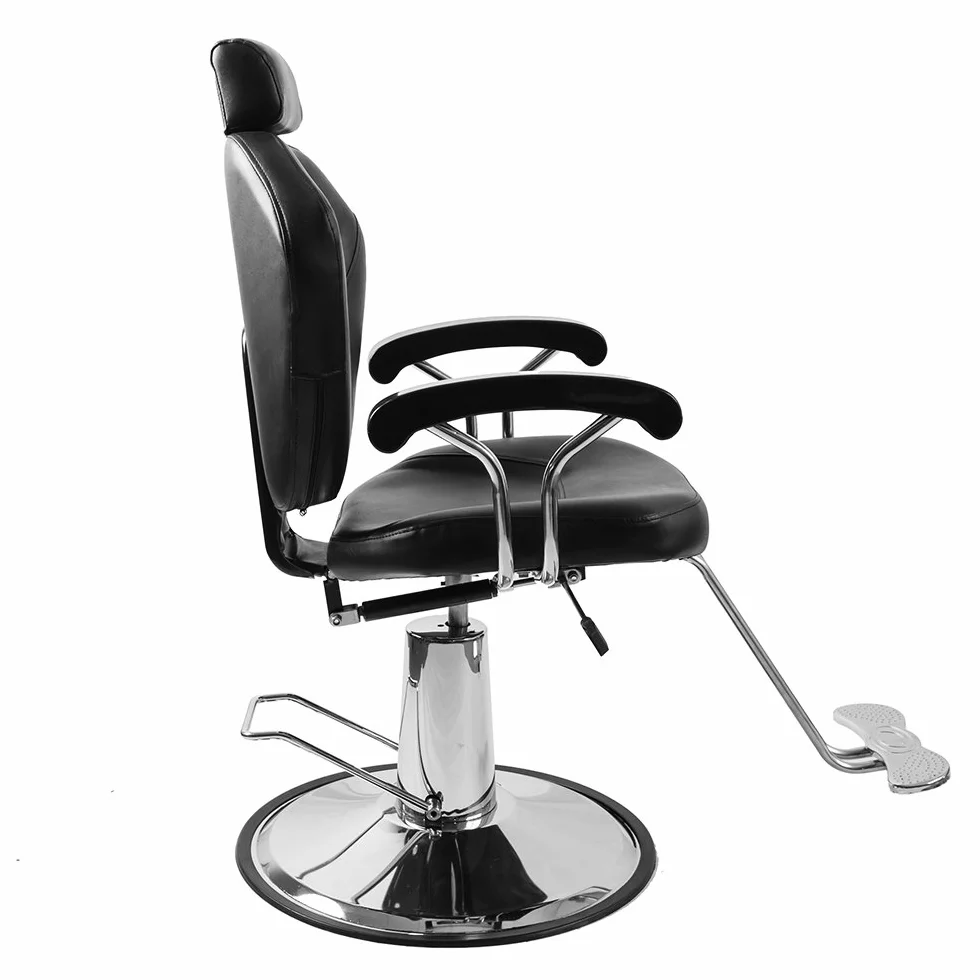 Silla de Peluquería Reclinable Hidráulica 360° Piel Sintética 90x65x100 cm Negro