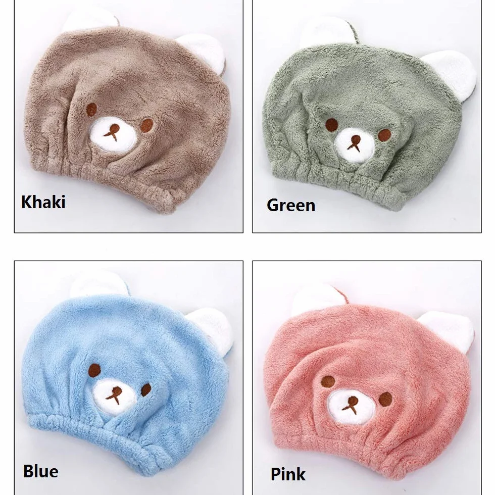 Toalla de Microfibra para el Cabello de Secado Rápido para Niños, Gorro Turbante, Azul y Rosa