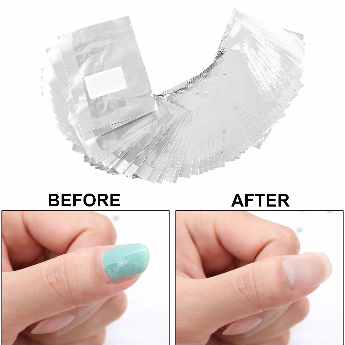 1000 unidades de láminas de gel para quitar esmalte de uñas, almohadillas de algodón, kit de herramientas de eliminación de esmalte de uñas de gel, removedor de esmalte de uñas con almohadilla de