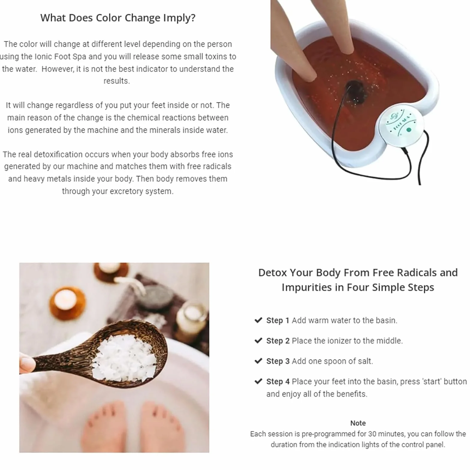 Máquina de baño de pies iónica para Limpieza de pies y desintoxicación de Iones. Machine para Uso doméstico Beauty Club Salon, recupera Salud y vitalidad (bañera no in