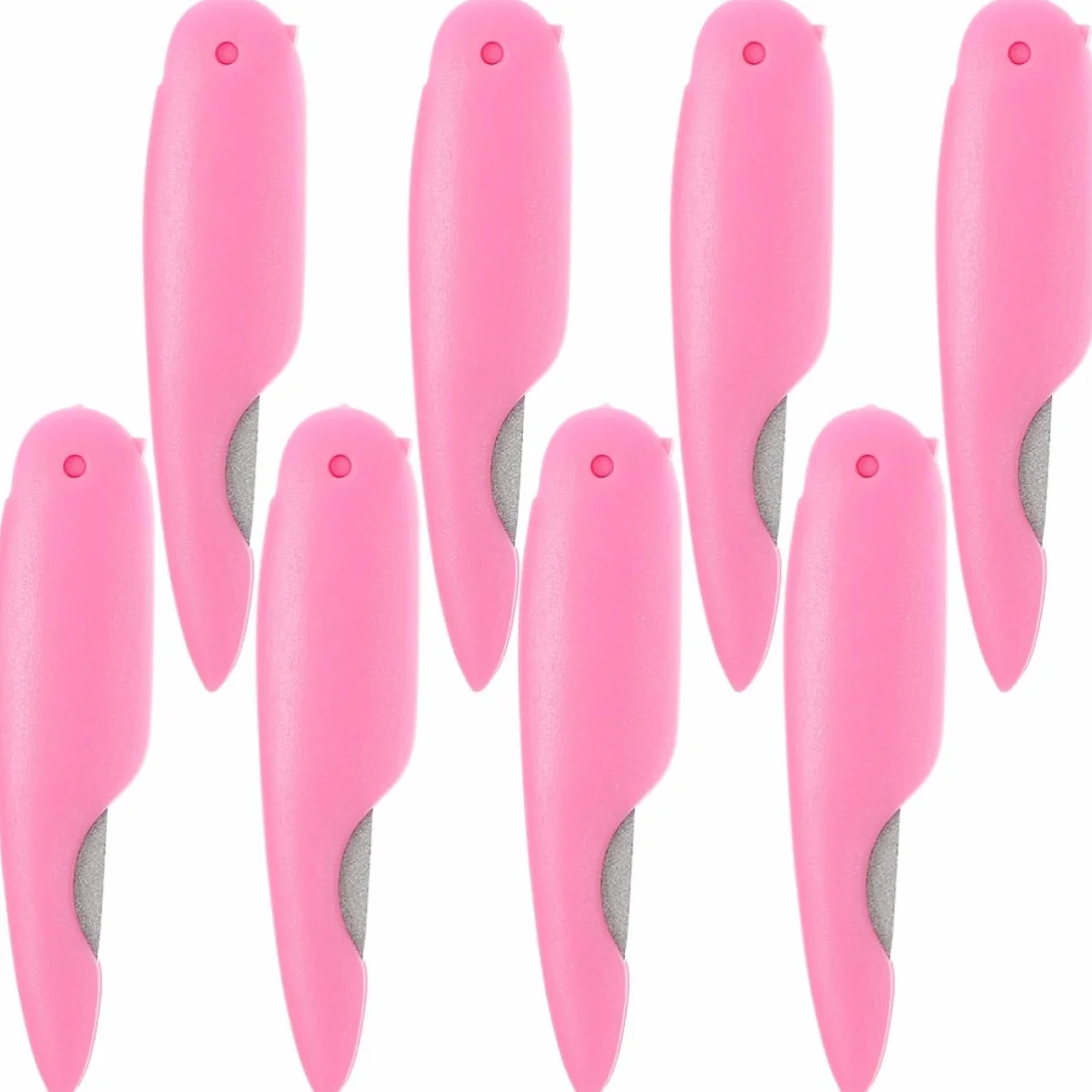 Limas de Uñas Plegables de Metal Rosa Diseño Delicado 8 y Doble Cara para Manicura y Pedicura Profesional para Uso en Salón y Hogar