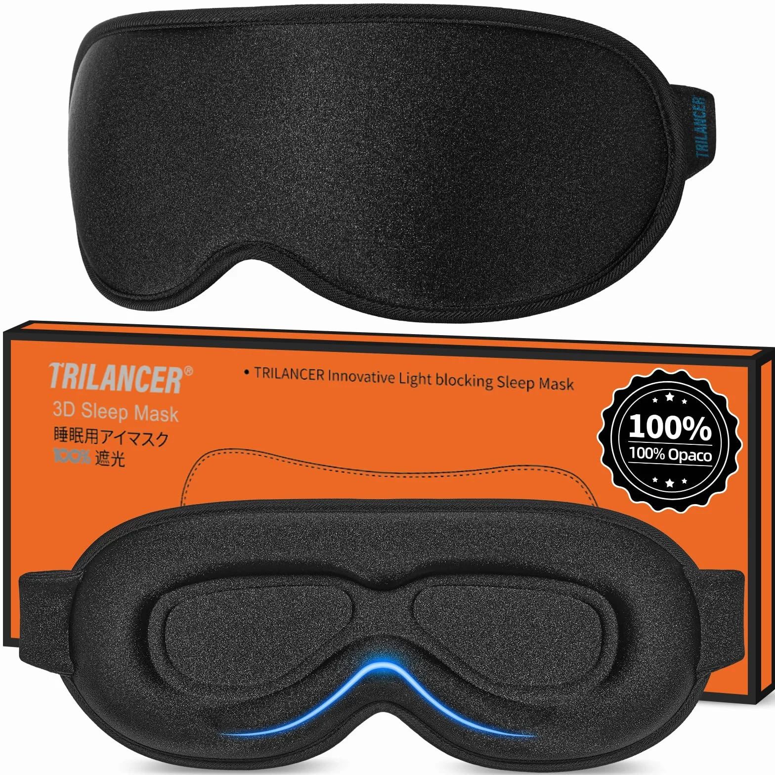Trilancer Antifaz para Dormir Sin Luz, Mascara para Dormir, Tapa Ojos, Cubre Ojos, Negro