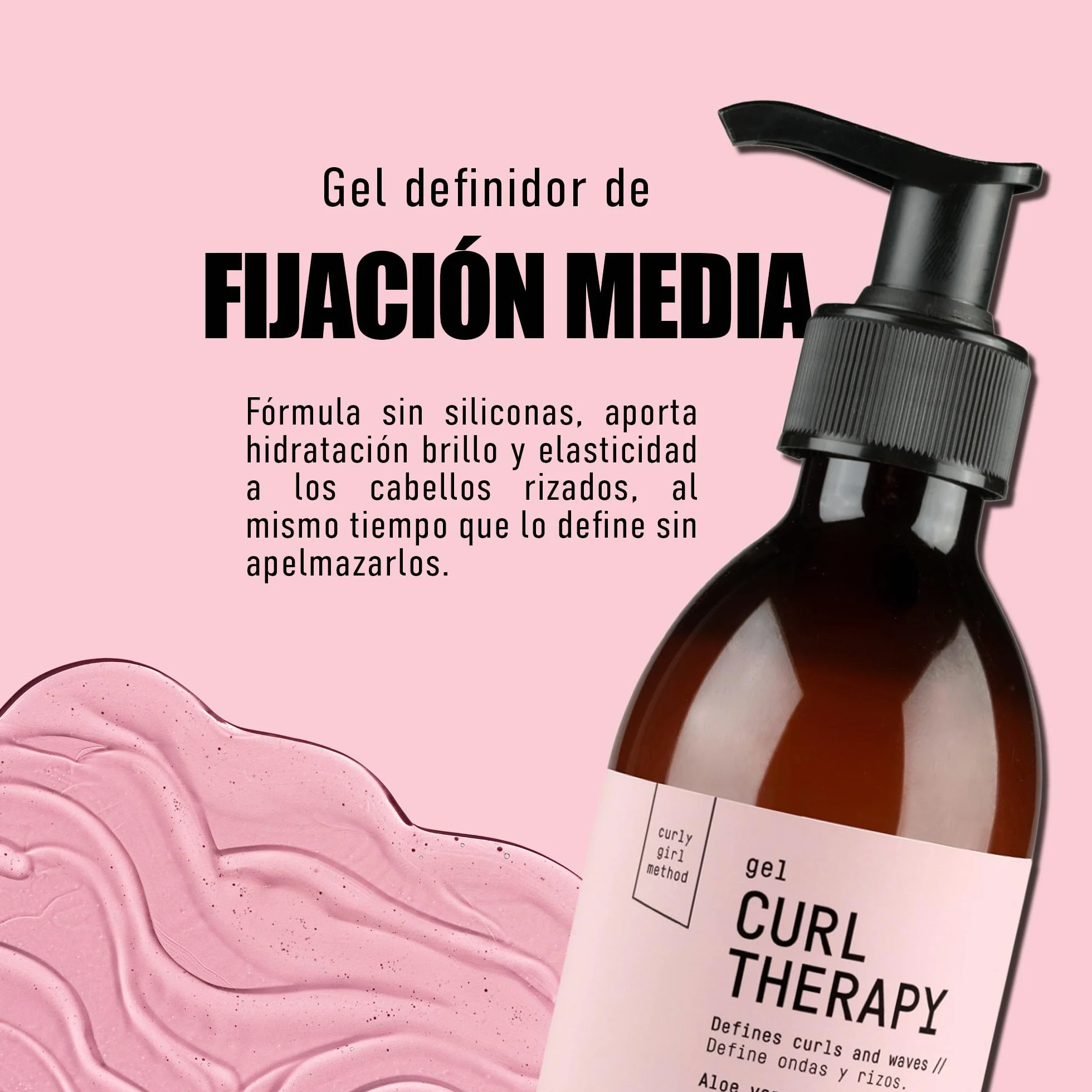 GLOSSCO PROFESSIONAL Gel Definidor de Rizos Curl Therapy 250 ml Fijación Nivel 3 Aloe Vera