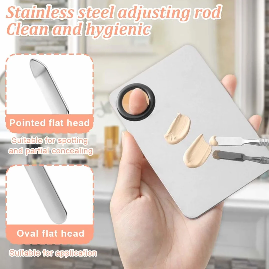 Espátula de Maquillaje de Acero Inoxidable 3 Piezas para Mezclar Base y Sombra de Ojos