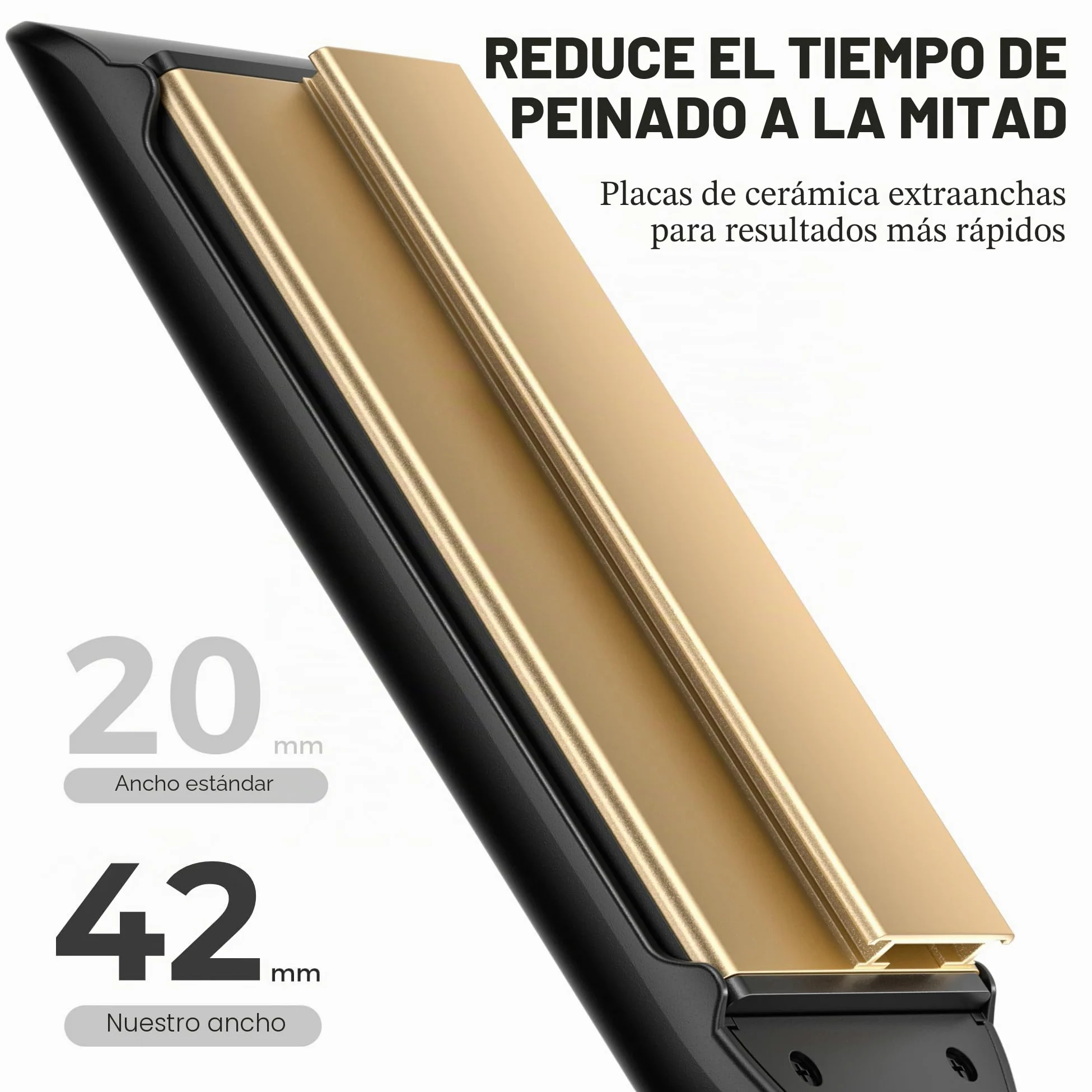 BarberBoss Alisador, placas flotantes de cerámica, tratamiento iónico y queratina para cabello liso y sin encrespamiento, plancha profesional a temperatura ajustable (QR-8422, Negro)