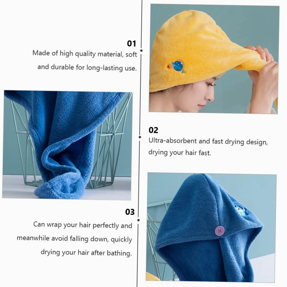 Beaupretty 4piezas Toalla Secado Rápido para Cabello Gorro De Secado Ultra Absorbente Toalla De Microfibra para para Uso Diario o Viajes y