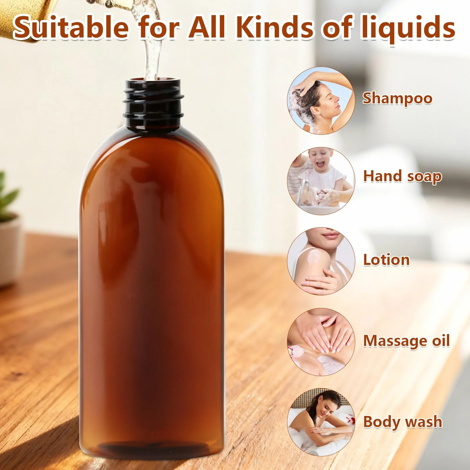 Botellas de Viaje Rellenables 100ml 6 Pcs, Botellas Vacías para Champú, Acondicionador y Lociones