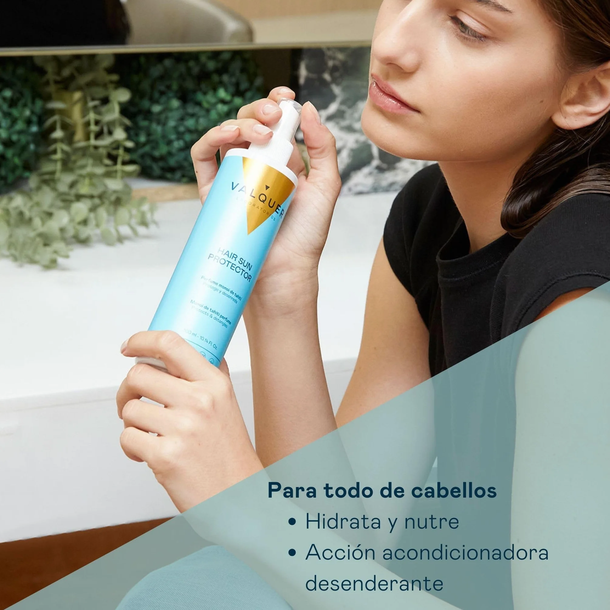 VALQUER Protector Solar Capilar en Spray Acondicionador Desenredante con Vitamina B5 y Fórmula Zero 300 ml