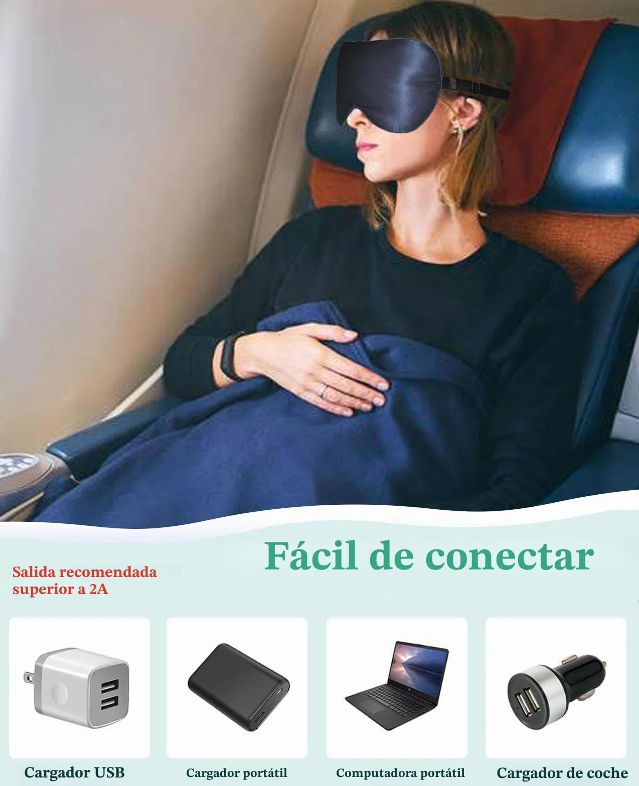 Máscara de Ojos Calentada PJYU Antifaz para Dormir para Ojos Secos Azul Marino
