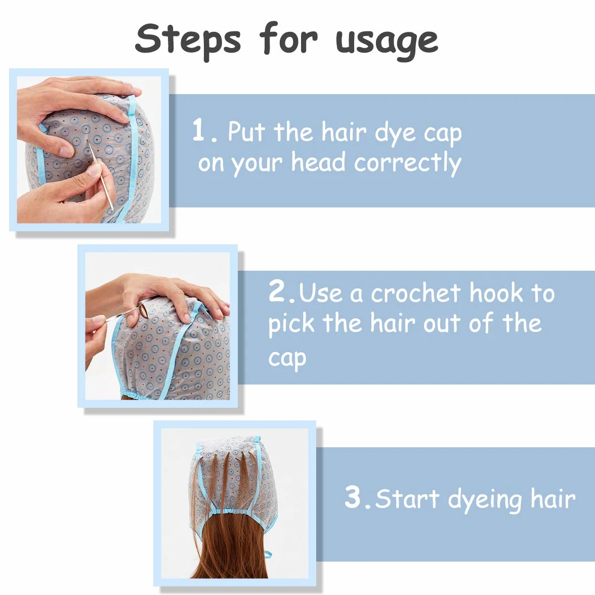 Gorro de mechas tinte desechable con cepillo chal guantes