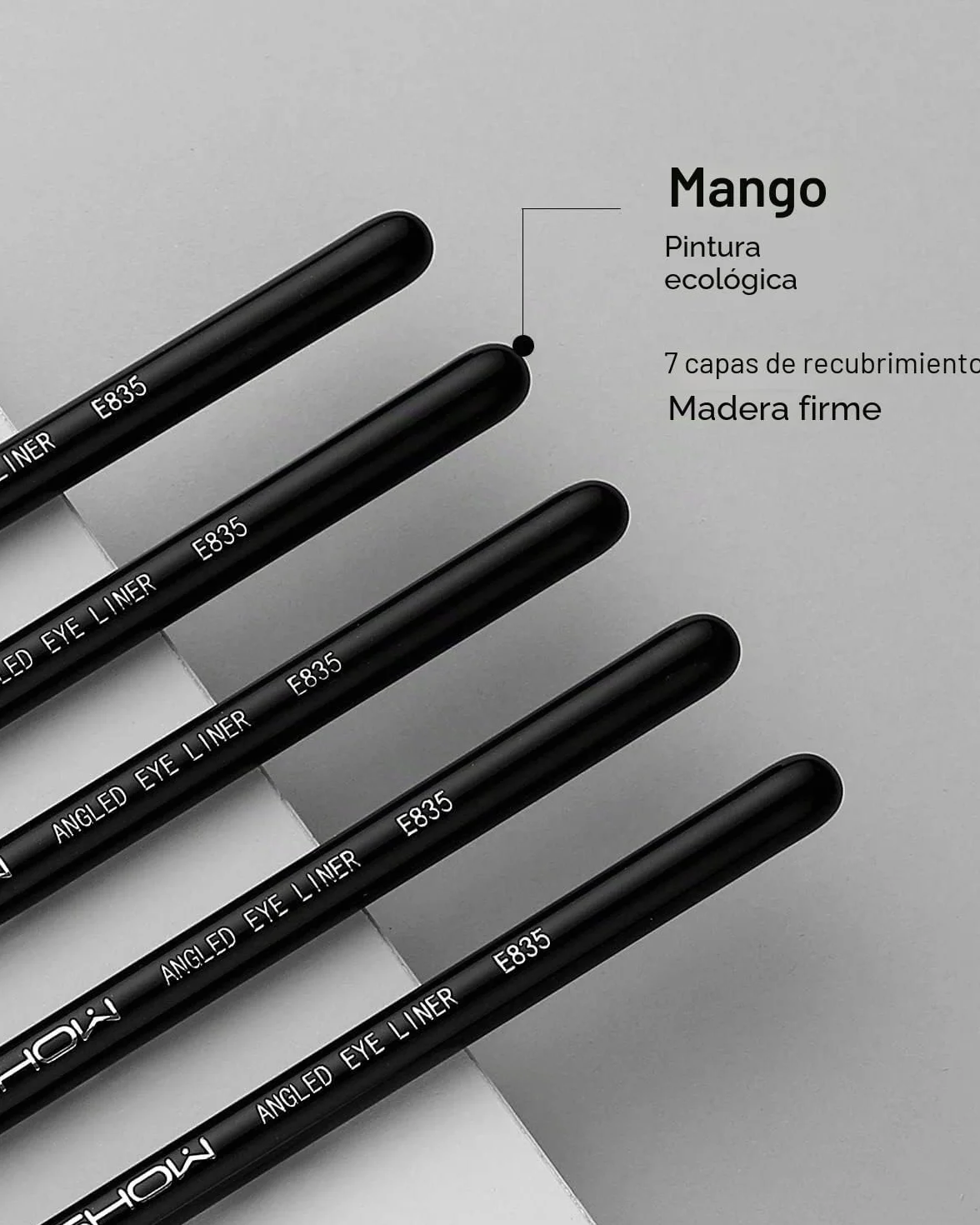 EIGSHOW Pincel delineador ojos ángulo fino precisión gel PRO plano inclinado cerdas sintéticas libre crueldad Negro