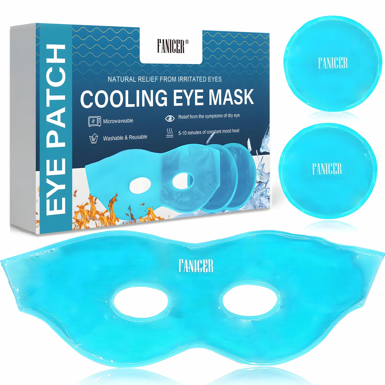 Antifaz Gel Frío para Hinchazón de Ojos, Máscara de Ojeras Reutilizable, 2 Parches