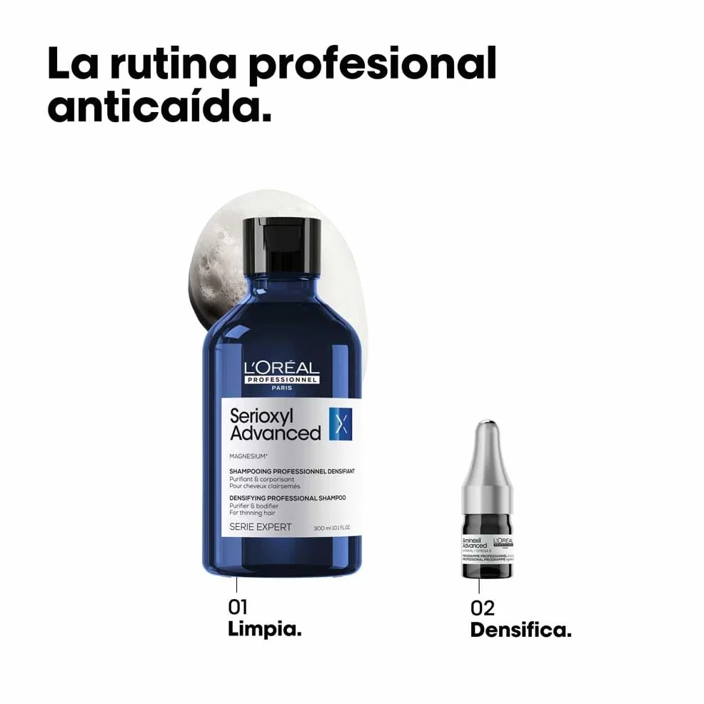 L'Oréal Professionnel, Tratamiento Anticaída para un Aspecto Más Denso y con Más Cuerpo, Aminexil Advanced, 10x6ml