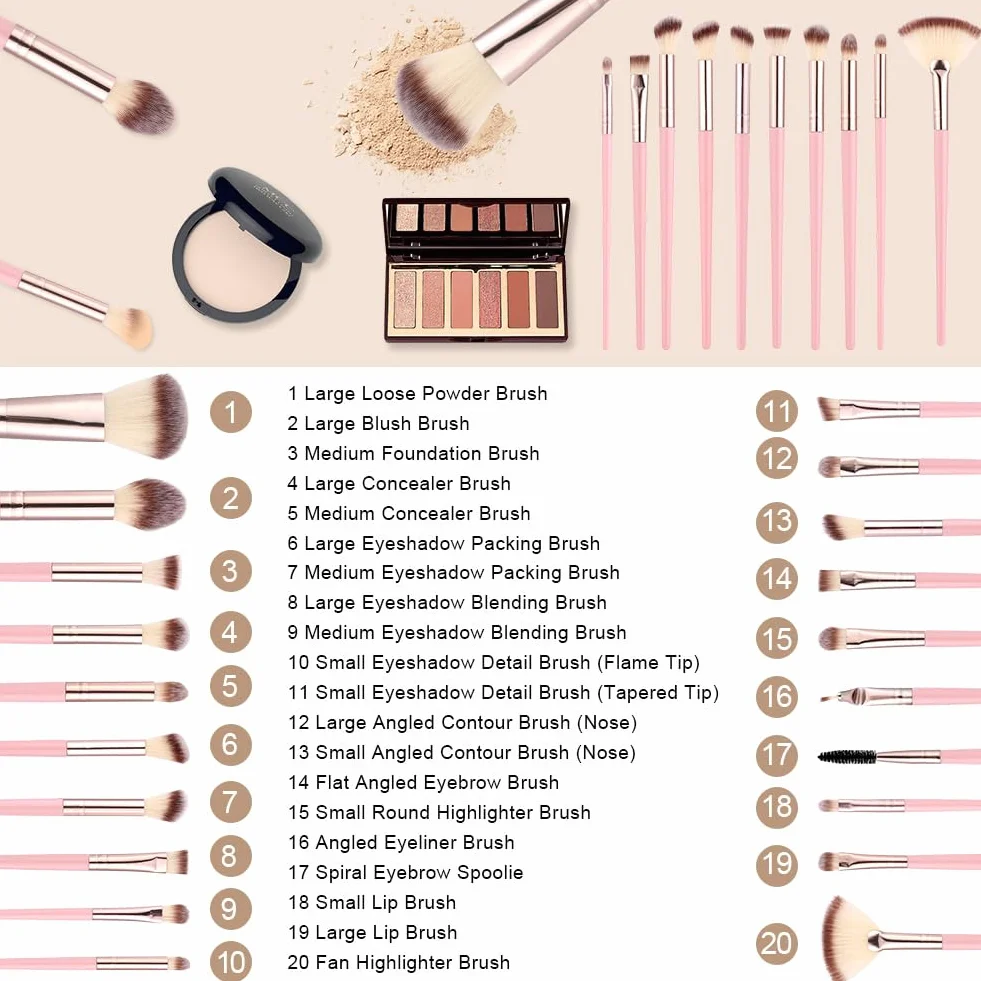 Vicloon Set de Brochas de Maquillaje 40 Piezas con Beauty Blender Profesional