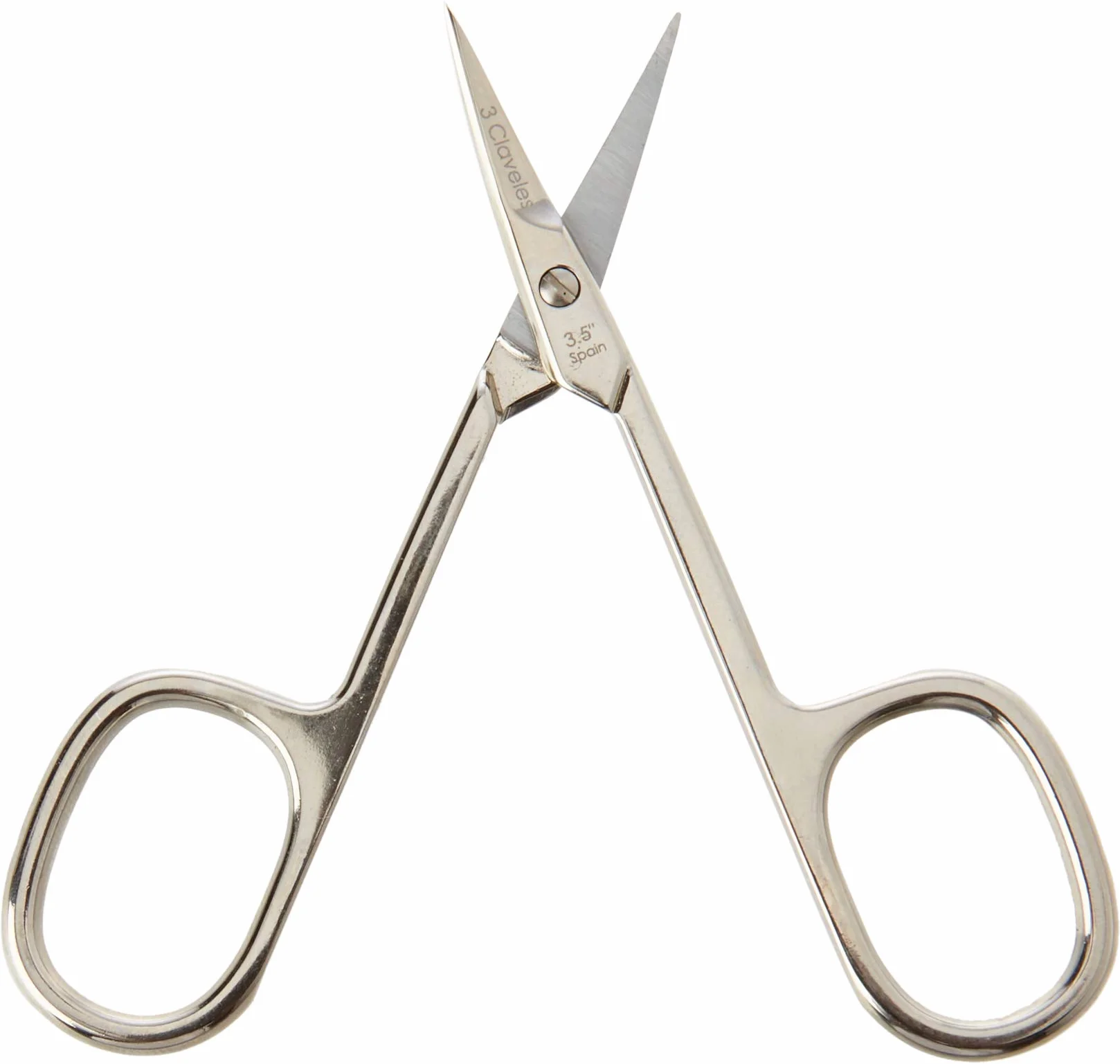 3 Claveles Tijeras De Manicura Acero Carbono 3.5" (9 Cm) Curvas Niquelada Gris