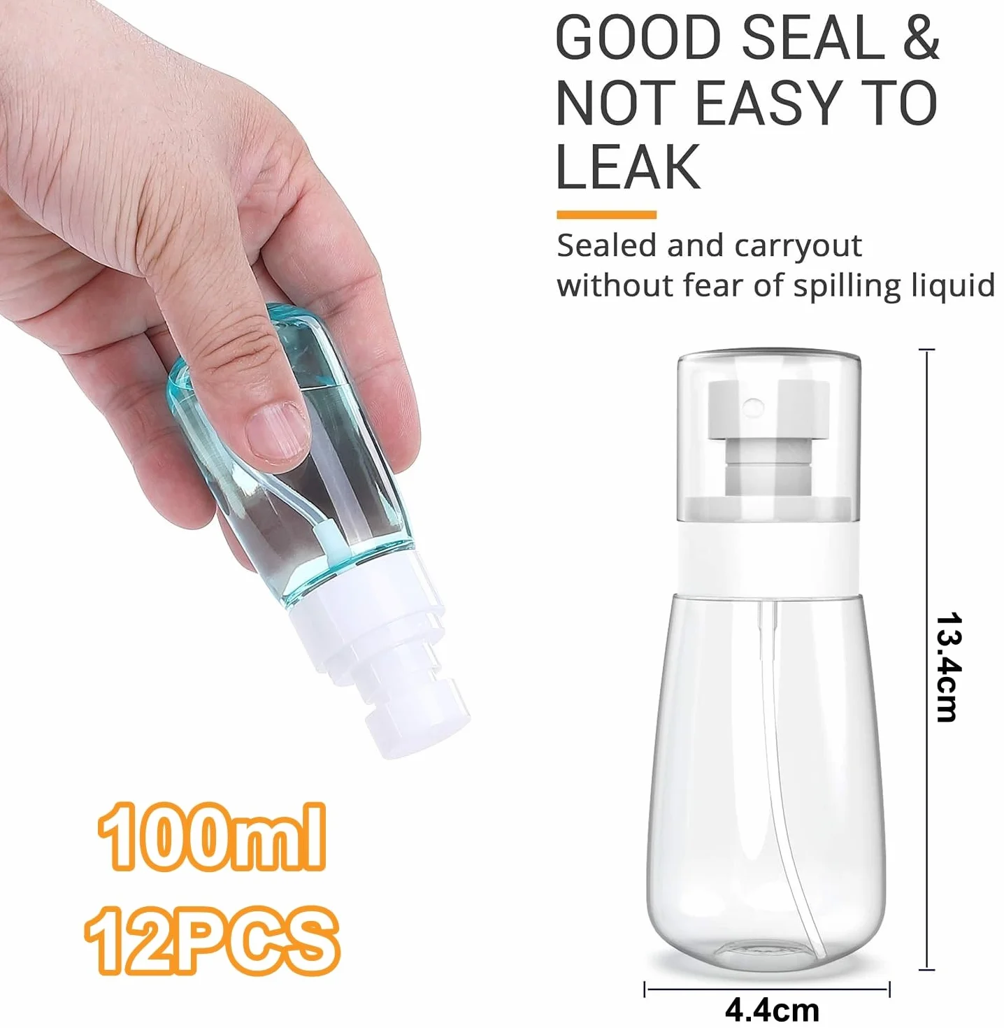 KAHEIGN 12 Piezas Botellas Pulverizadoras 100ml Bote Spray Fina Antifugas Mini Pulverizador Vacío Envase de Viaje Rellenable Blanco