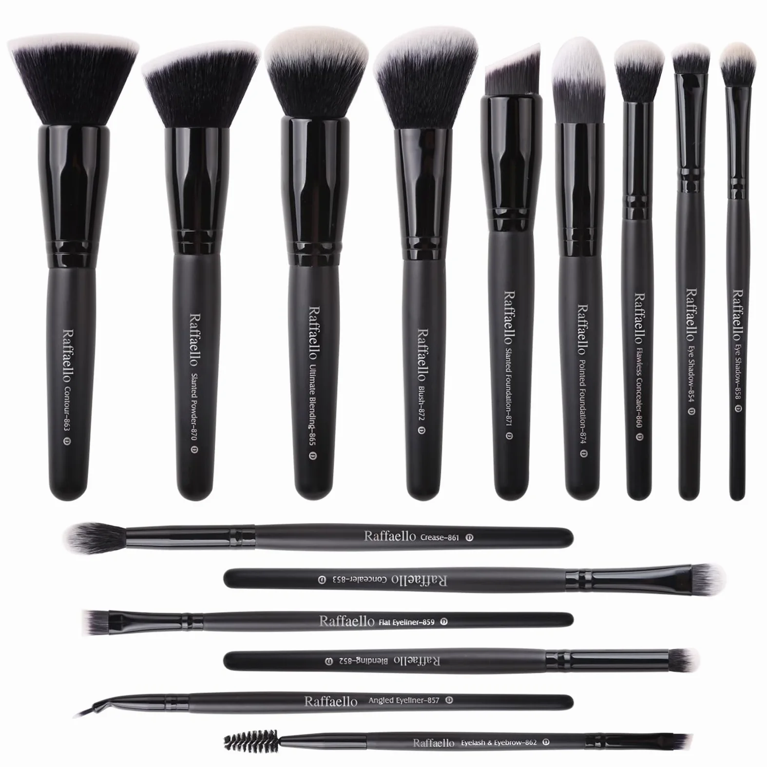 Juego de 15 brochas de maquillaje sintéticas profesionales | Brochas de maquillaje de viaje de primera calidad | cerdas libres de crueldad animal para base de maquillaje en polvo, rubor, brochas
