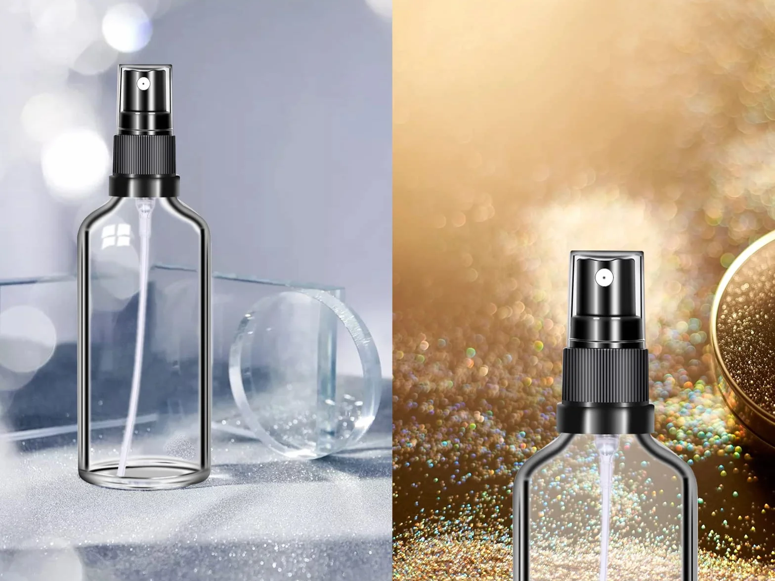 Spray Pulverizador 100ml Cristal Transparente Vacio Portatil 8pcs