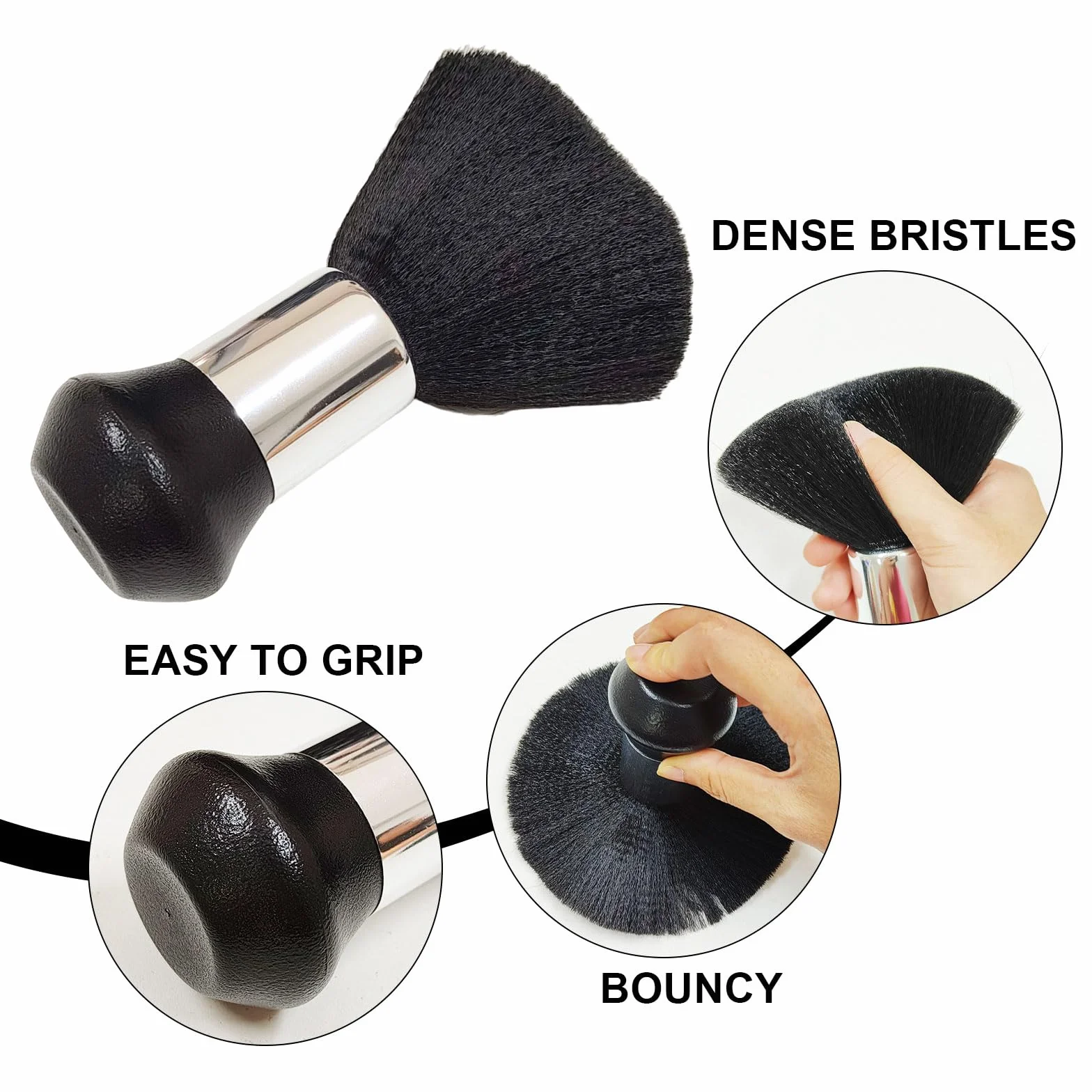 Cepillo de Cuello para Peluquería, Brocha Profesional para Barbero, Accesorio de Salón (Negro)