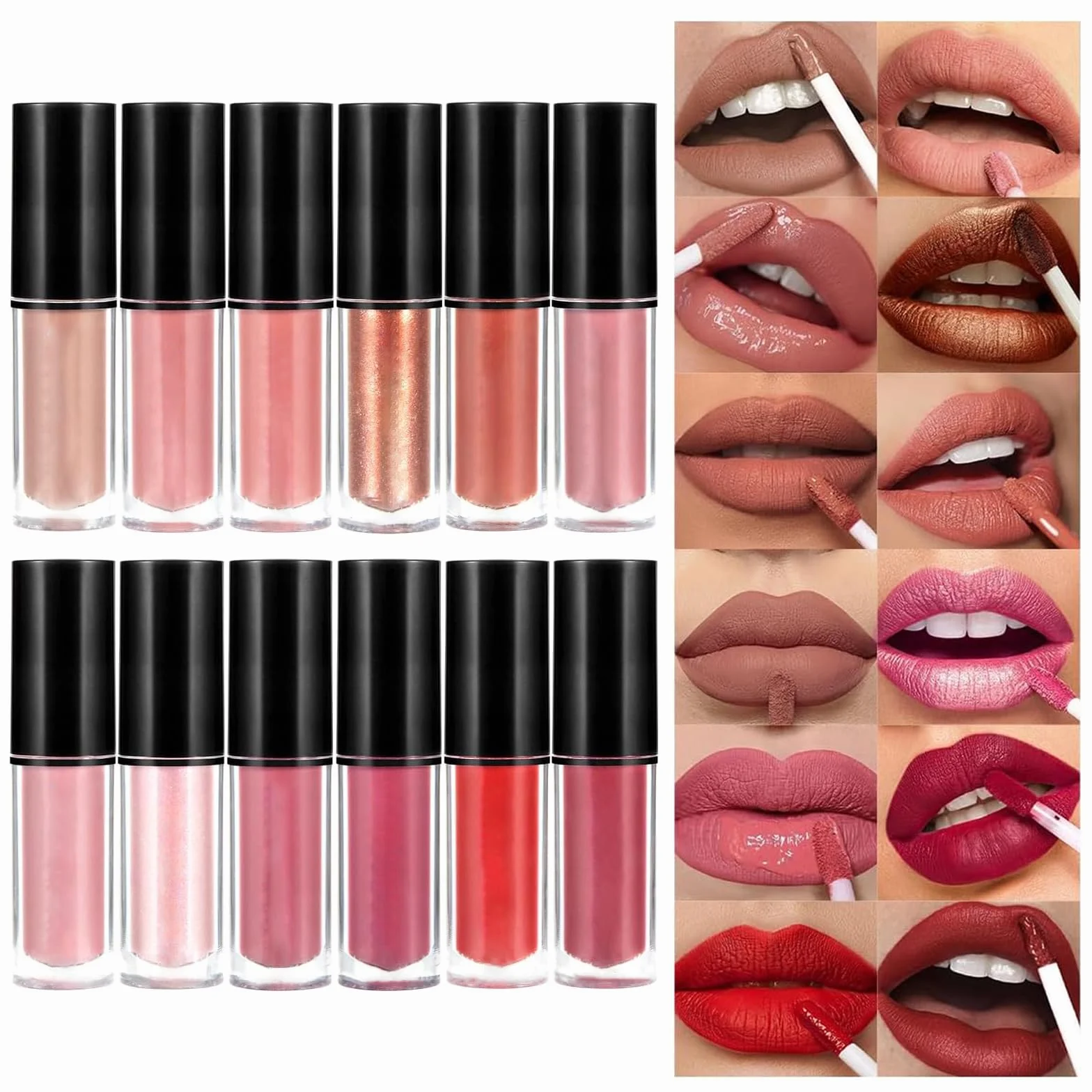 Anglicolor 12 Piezas Set Pintalabios Mate Permanente Larga Duración Impermeable Hidratante Labial Líquido