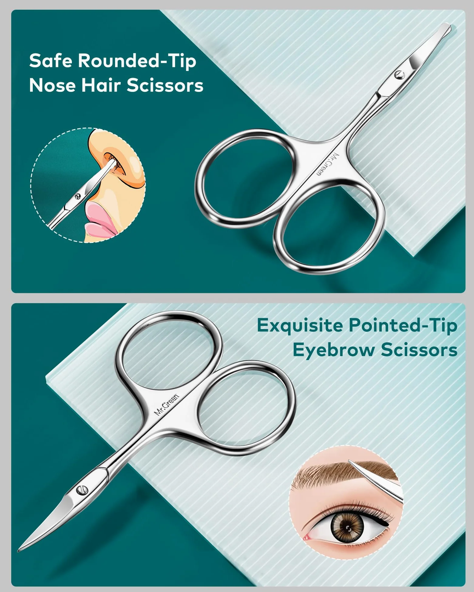 MR.GREEN Cortaúñas 6 en 1 para hombres y mujeres, kit de manicura y pedicura de acero inoxidable, juego profesional de cortaúñas de manos y pies, kit de aseo de uñas simplificado y práctico con funda