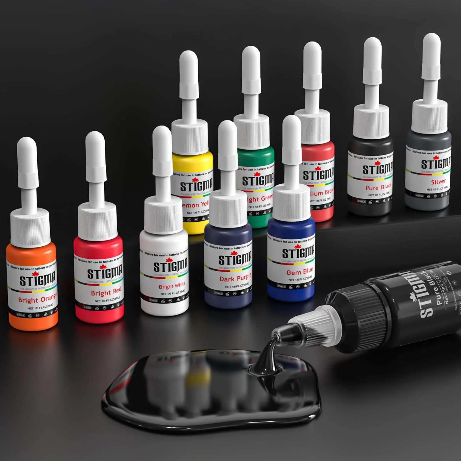 STIGMA Kit de Tatuaje Completo Maquina de Tatuar Inalambrica con 1800mAh,20pcs Agujas de Tatuaje y Tintas para Tatuar, Accesorios de Tatuajes Profesionales STEK57-1