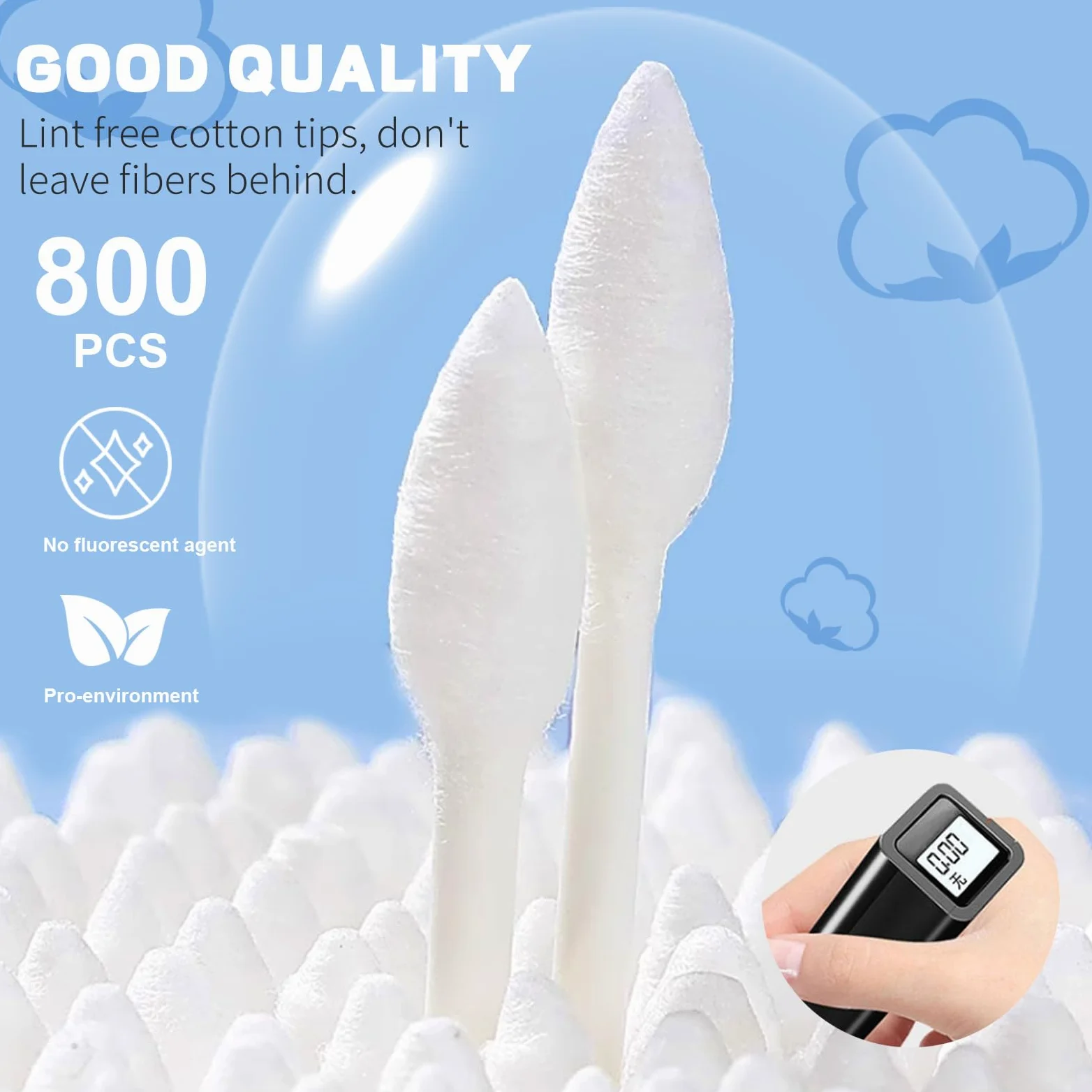 BODFPPC Bastoncillos De Algodón Punta Puntiaguda, 800 Puntas Doble Precisión Con Palo Papel, Para Maquillaje, Cuidado Personal, Manualidades