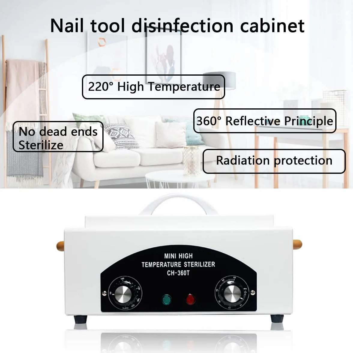Desinfección Esterilizador Aire Caliente, 300W 1.5L 200℃ Esterilizador Calor Seco Esterilizadors Alta Temperatura EsterilizadorsHerramientas para Uñas con Temporizador y Luz Indicadora para Peluquería