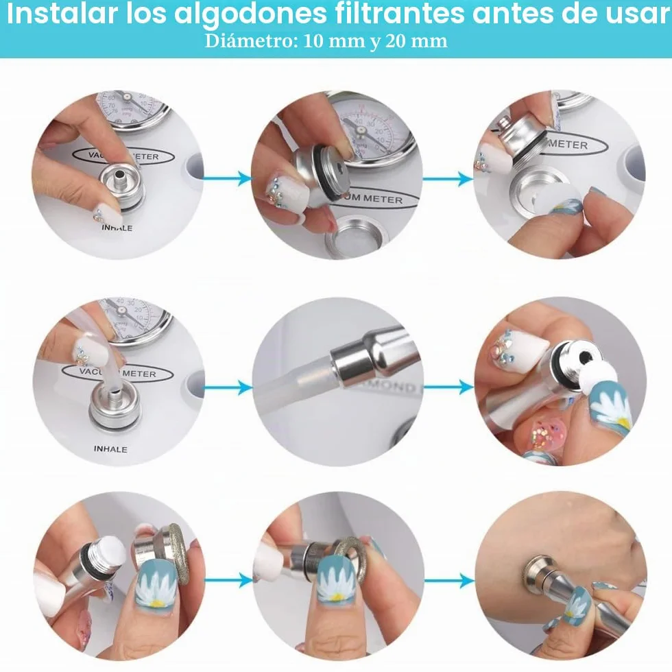 Profesional Dermoabrasión Equipo Pelado Microcristalino Cuidado Facial Doméstico Succión 65-68 cmHg